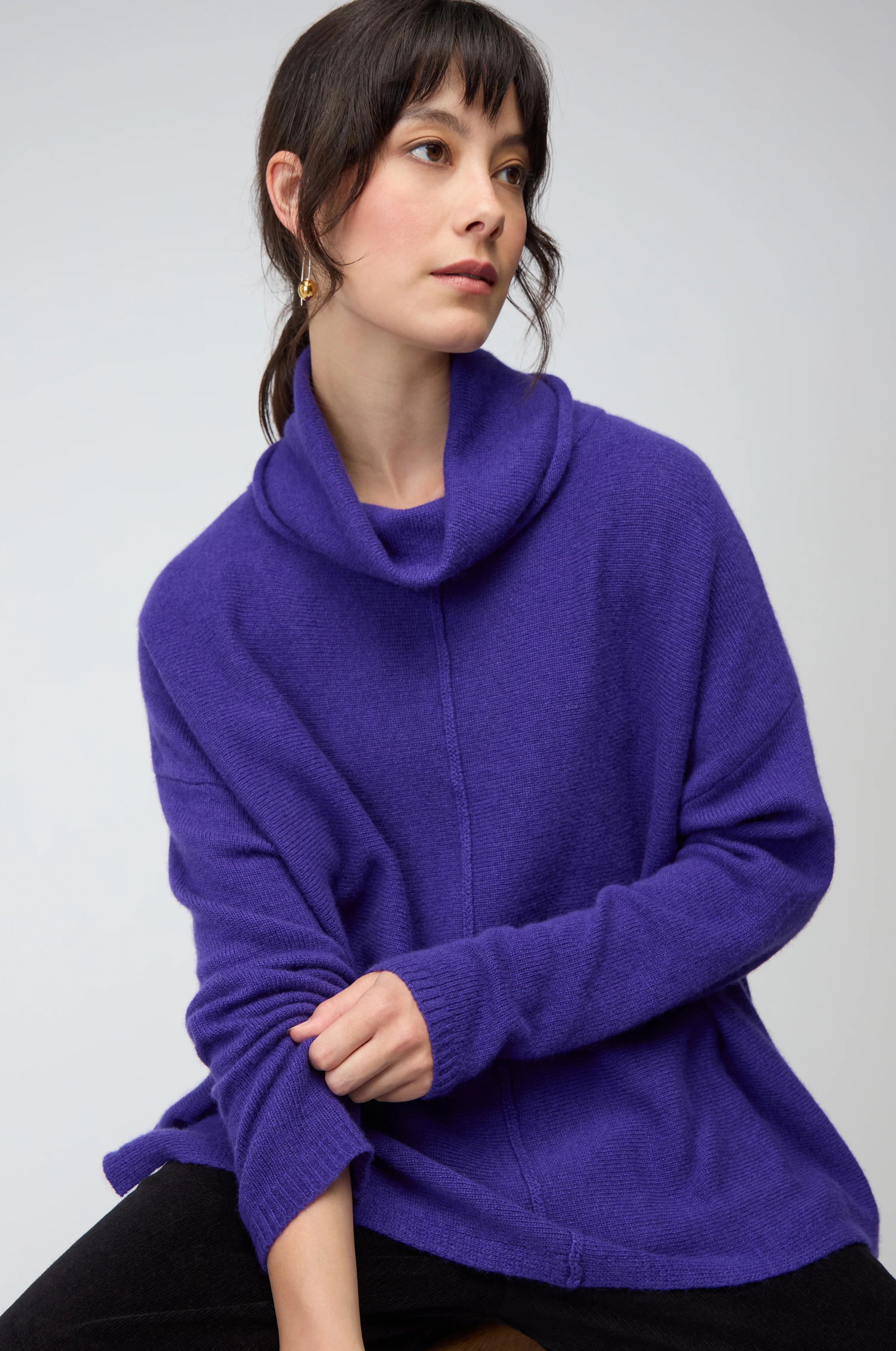 Merino Wool Cowl Neck Jumper - Image 3