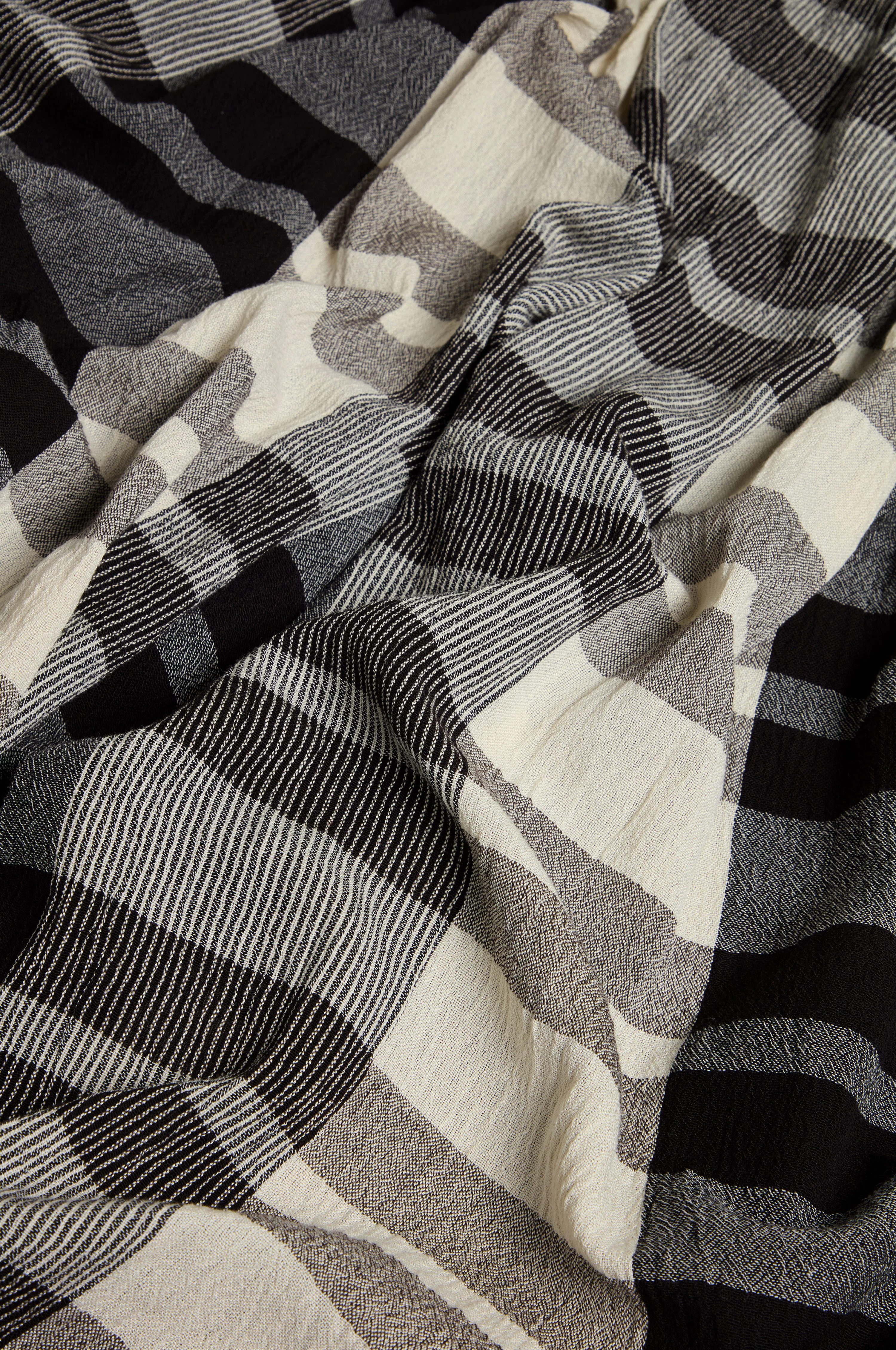 Monochrome Crinkle Check Cowl Neck Top - Image 7
