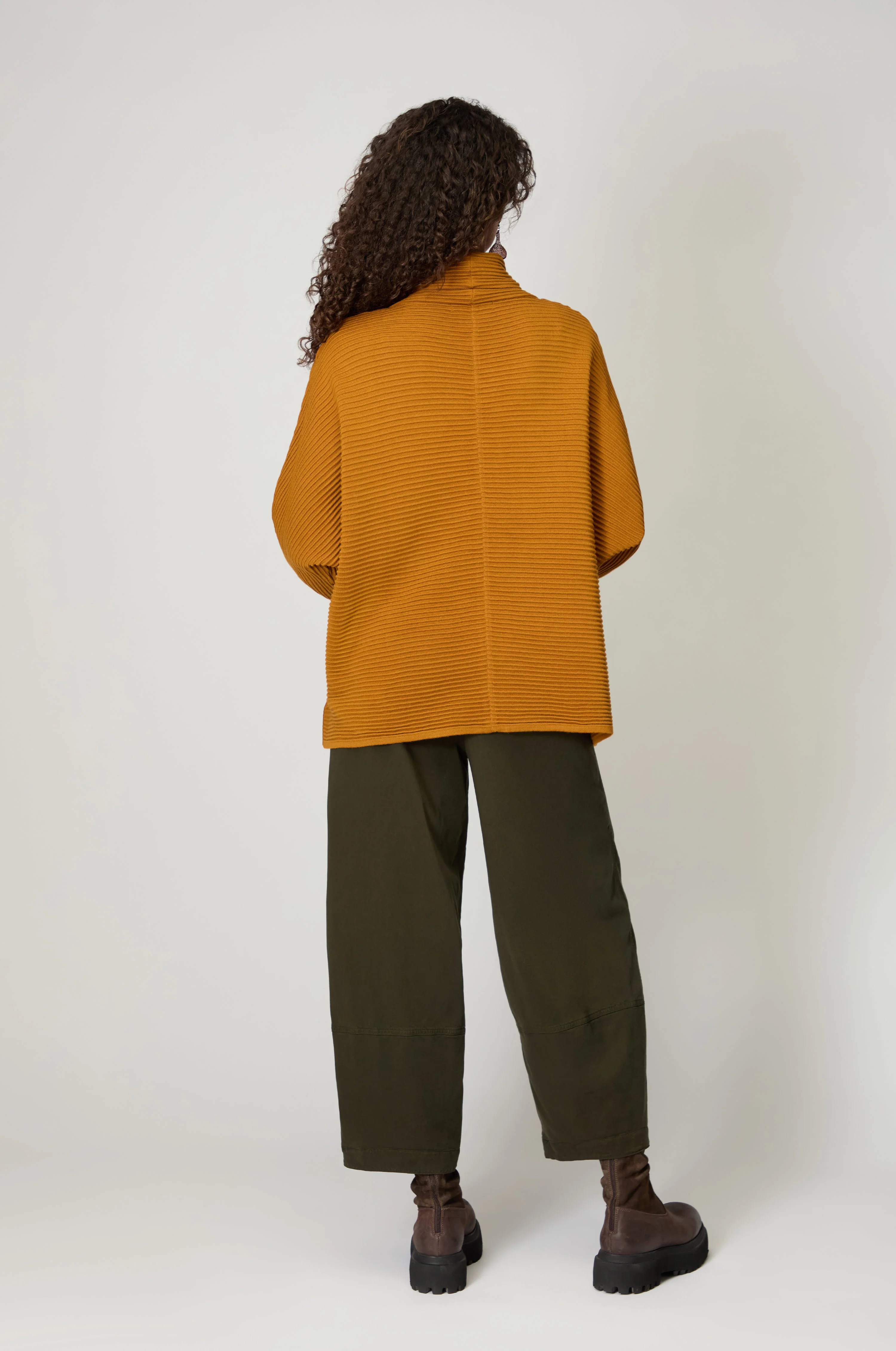 Ribbed Merino Ochre Roll Neck Top - Image 3