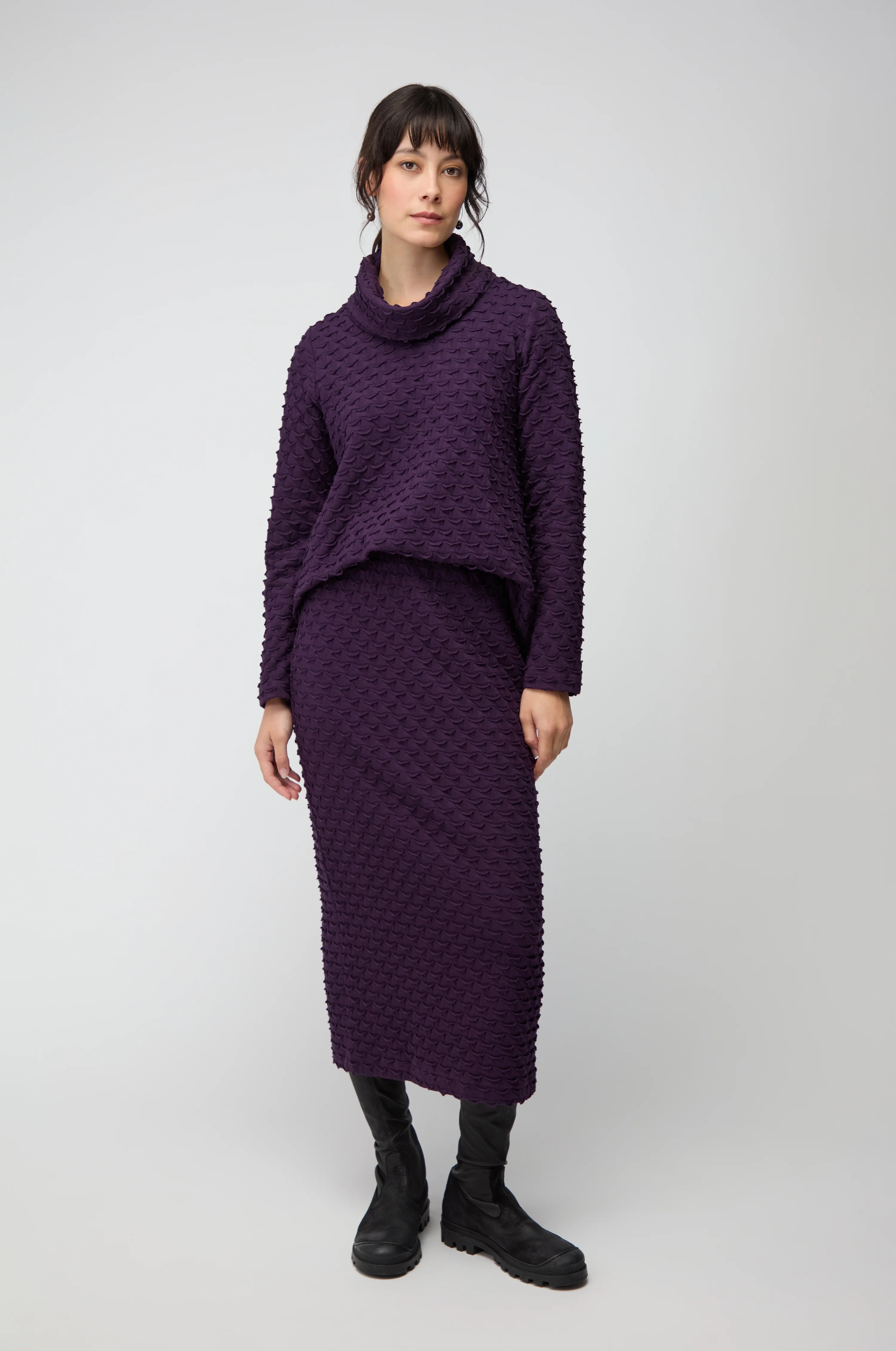 Origami Jersey Damson Tube Skirt - Image 5