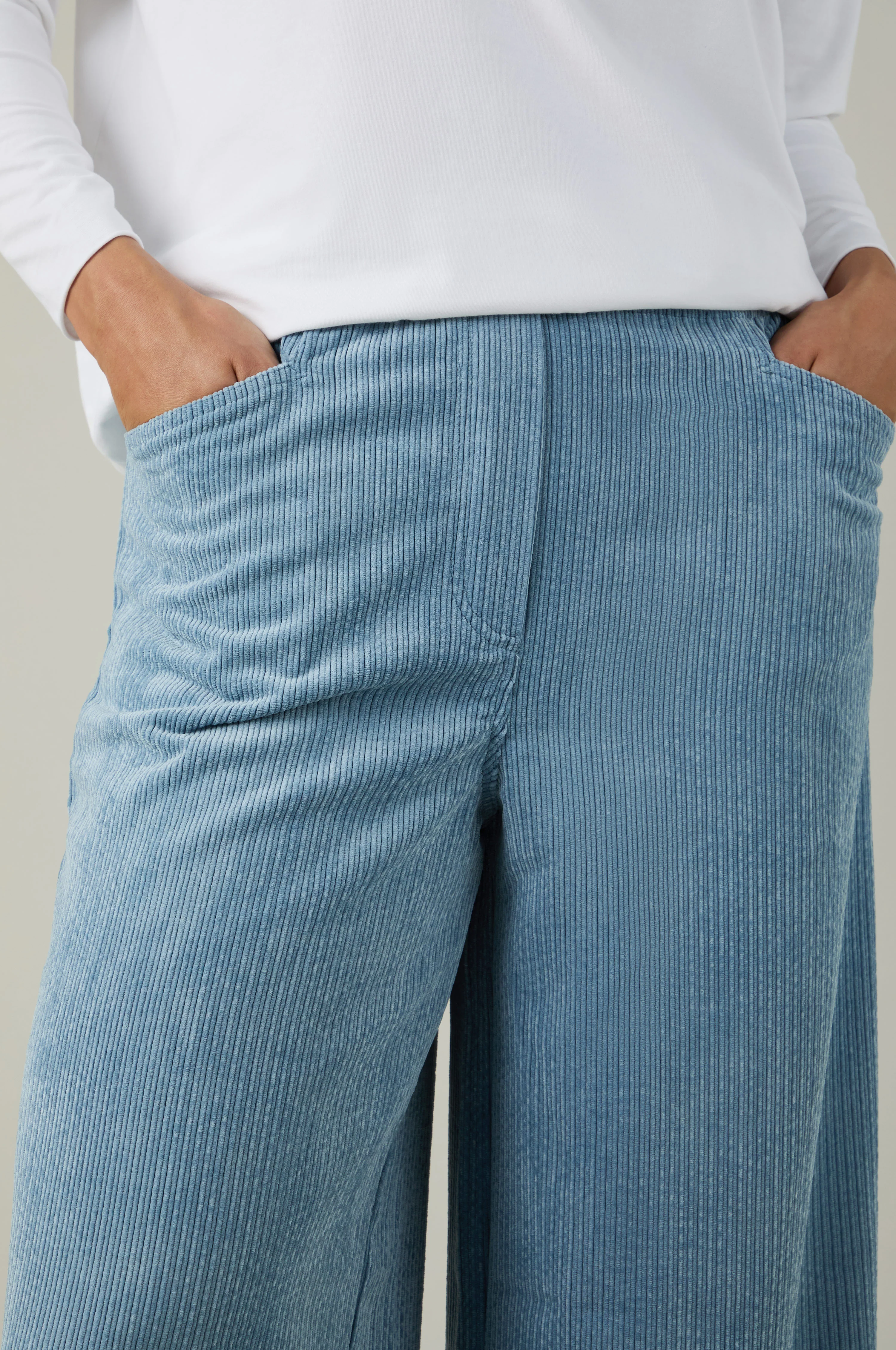 Pale Blue Stretch Cord Bubble Trousers - Image 4