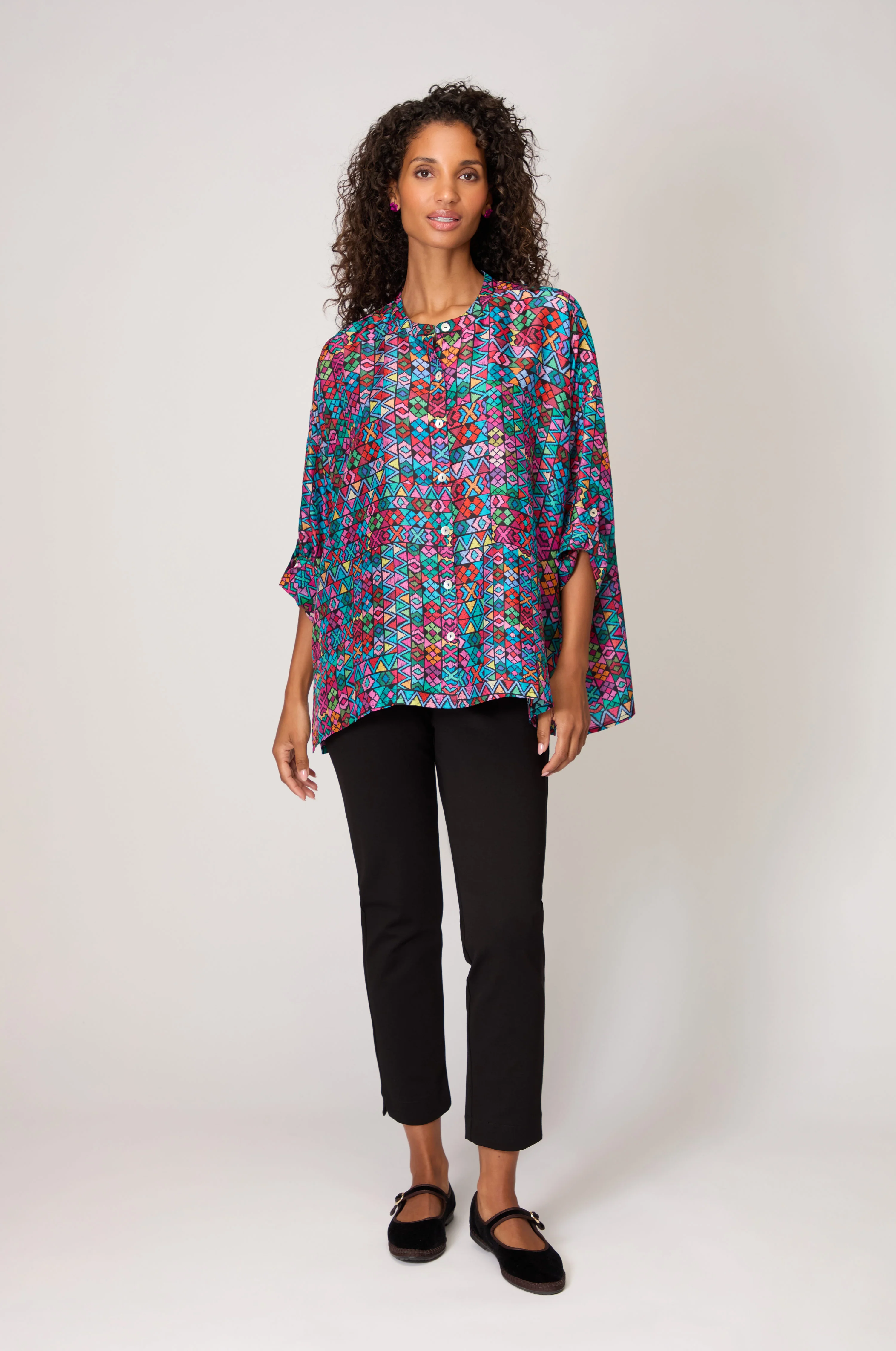 Peruvian Patchwork Silk Shirt - Image 4