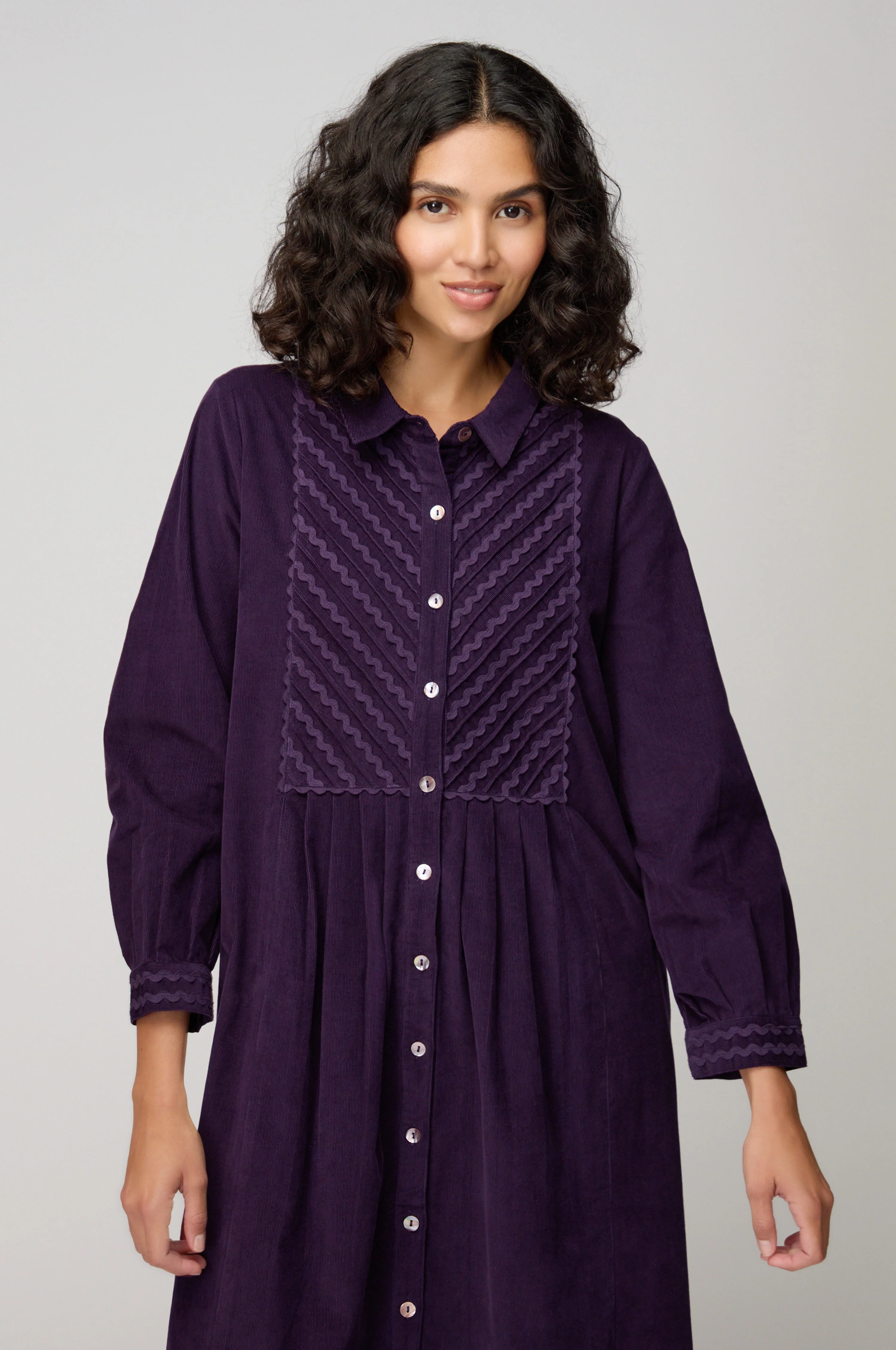 Pinwale Cord Ric Rac Detail Dress - Image 8