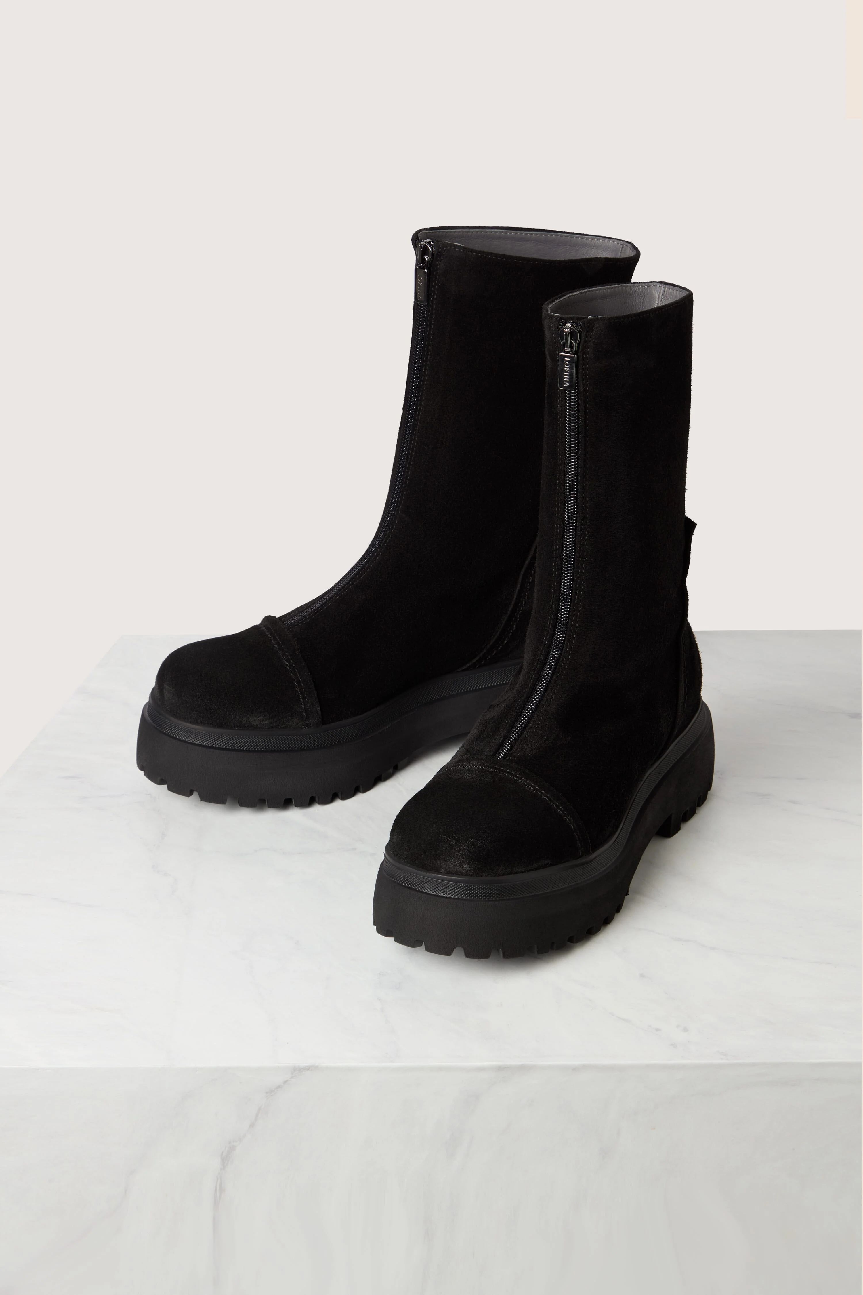 Zip Front Suede Platform Boots - Image 4