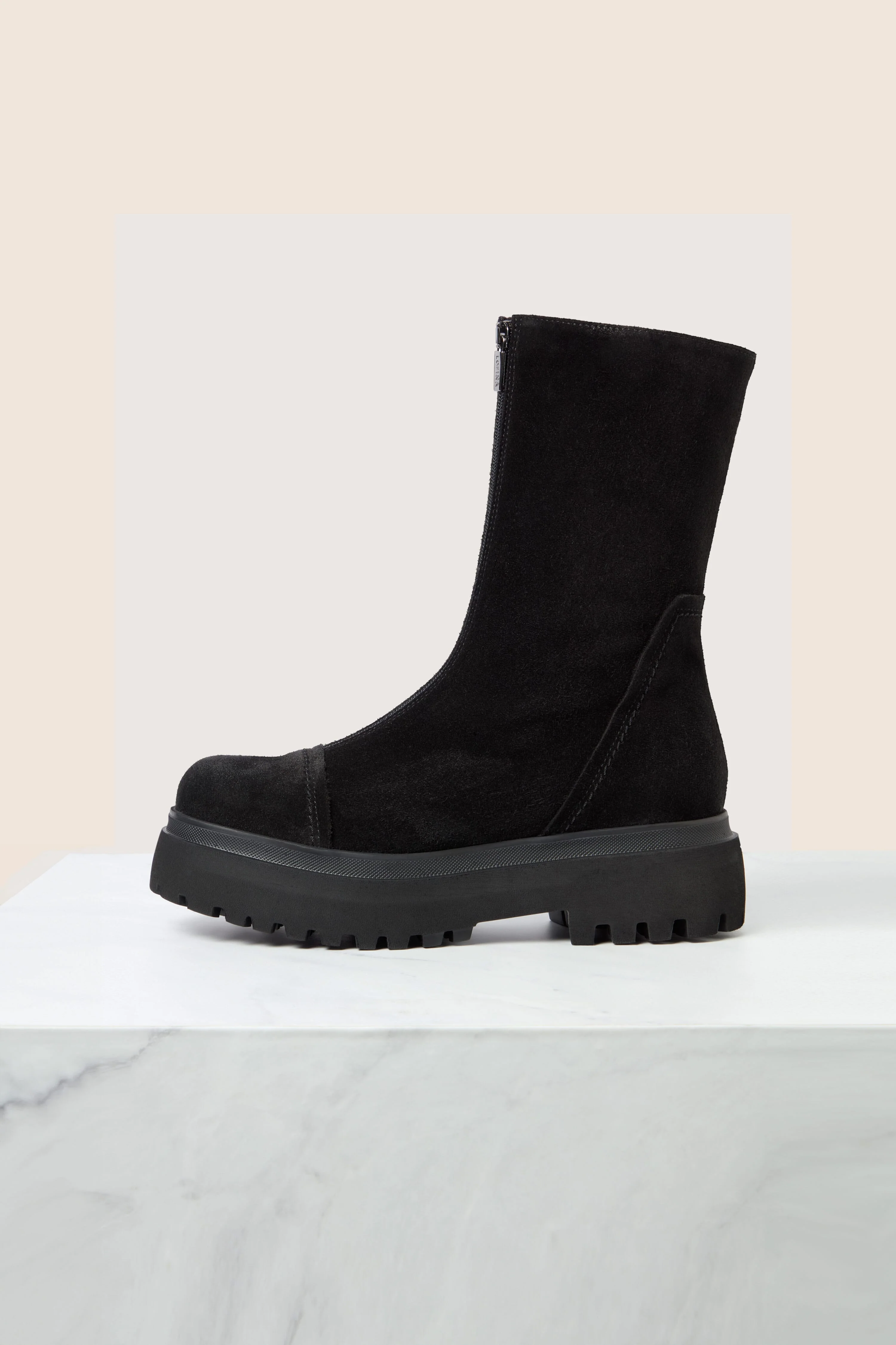 Zip Front Suede Platform Boots - Image 5