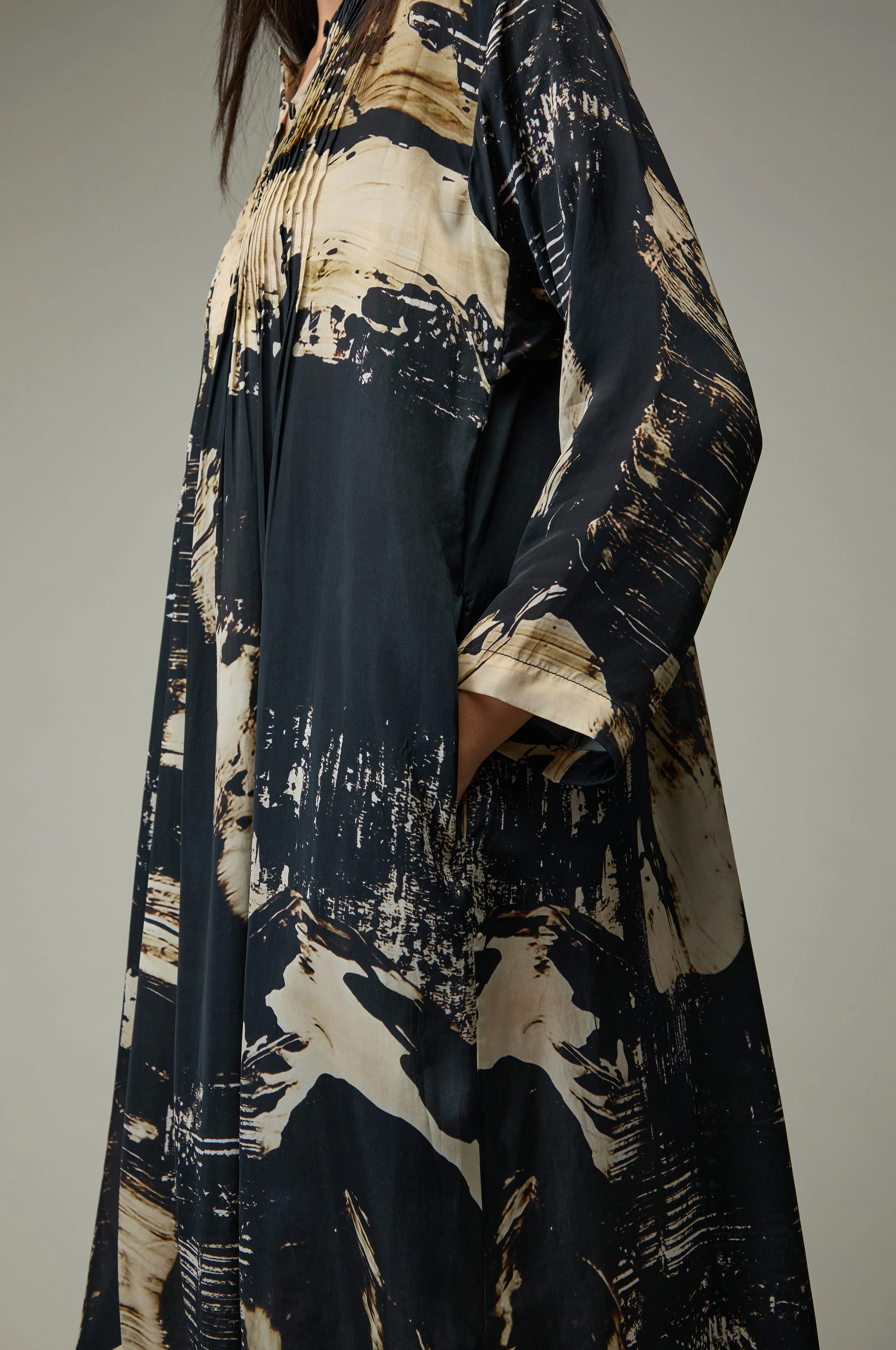 Pleated Print Cupro Dress - Image 5
