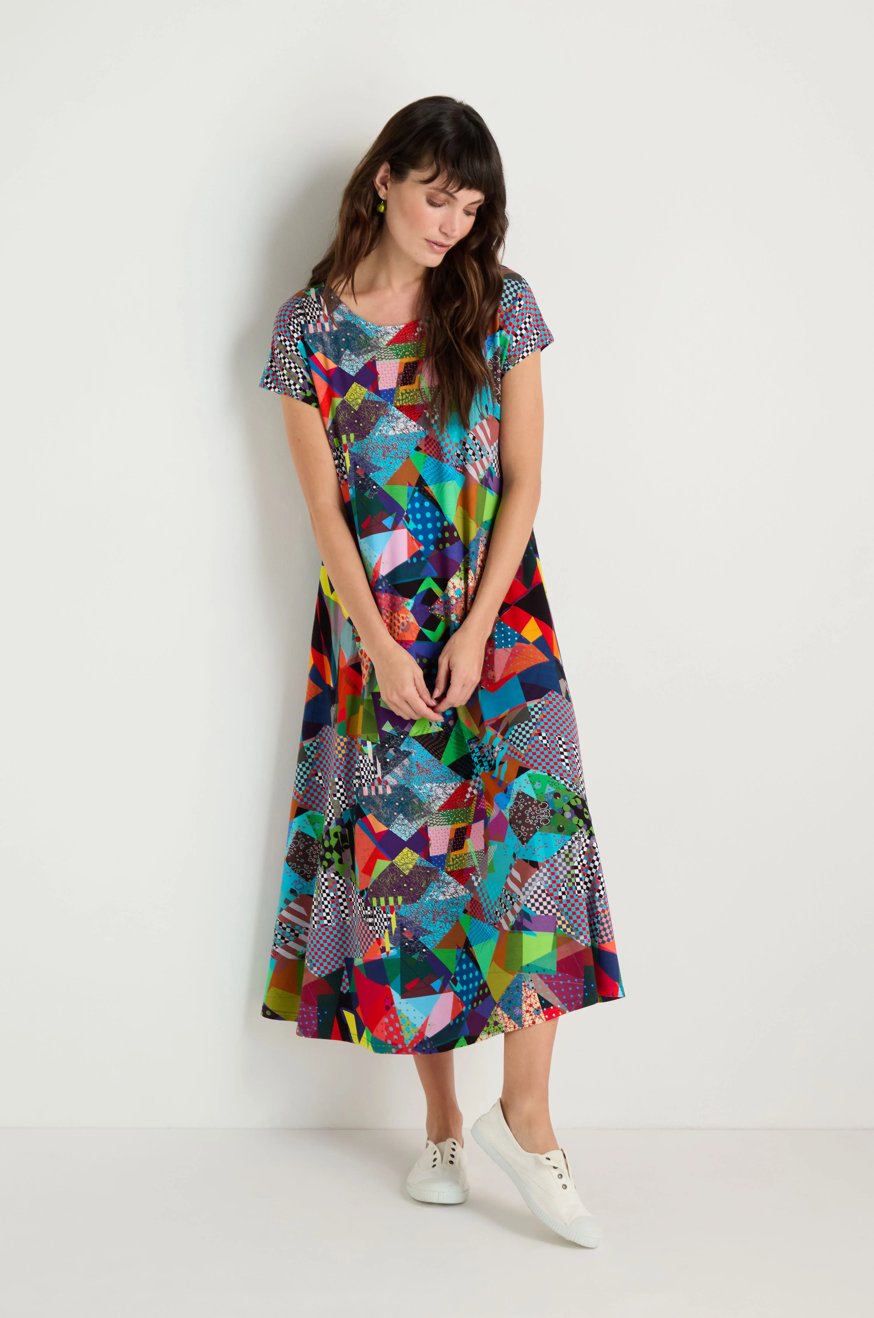 Quilt Print Flared Dress - Image 3