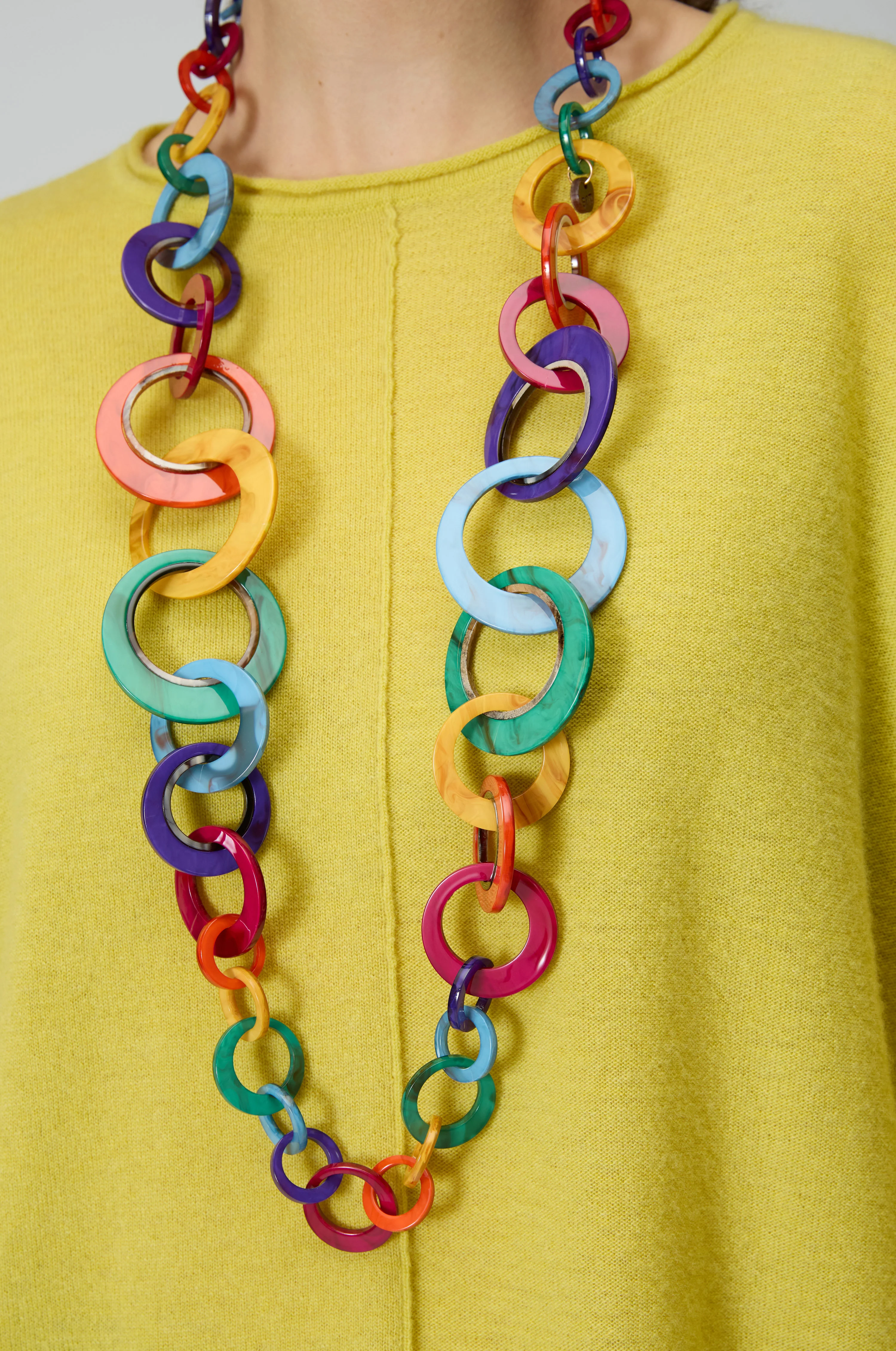Rainbow Resin Hoops Necklace - Image 4