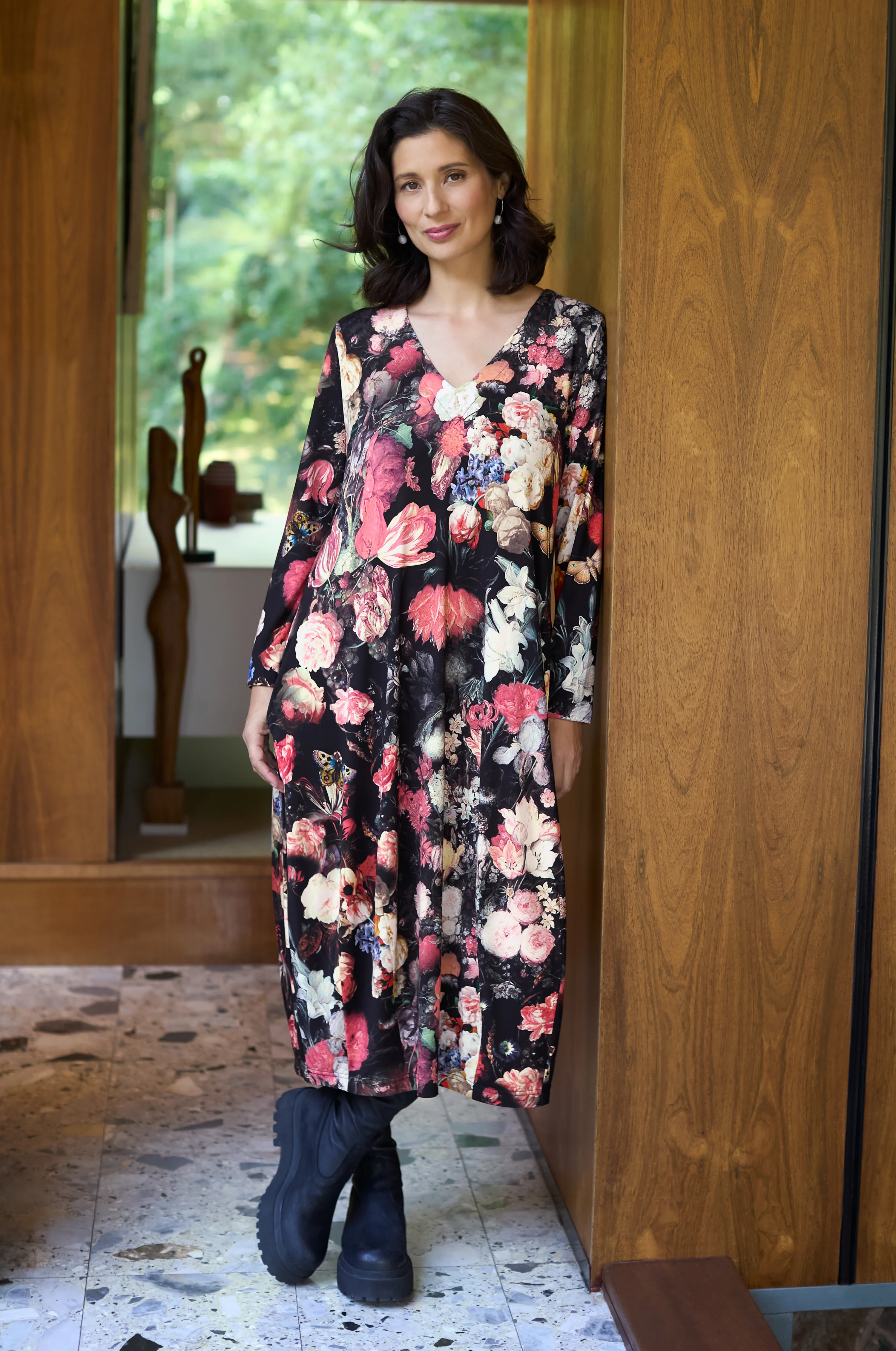 Renaissance Floral Jersey Bubble Dress
