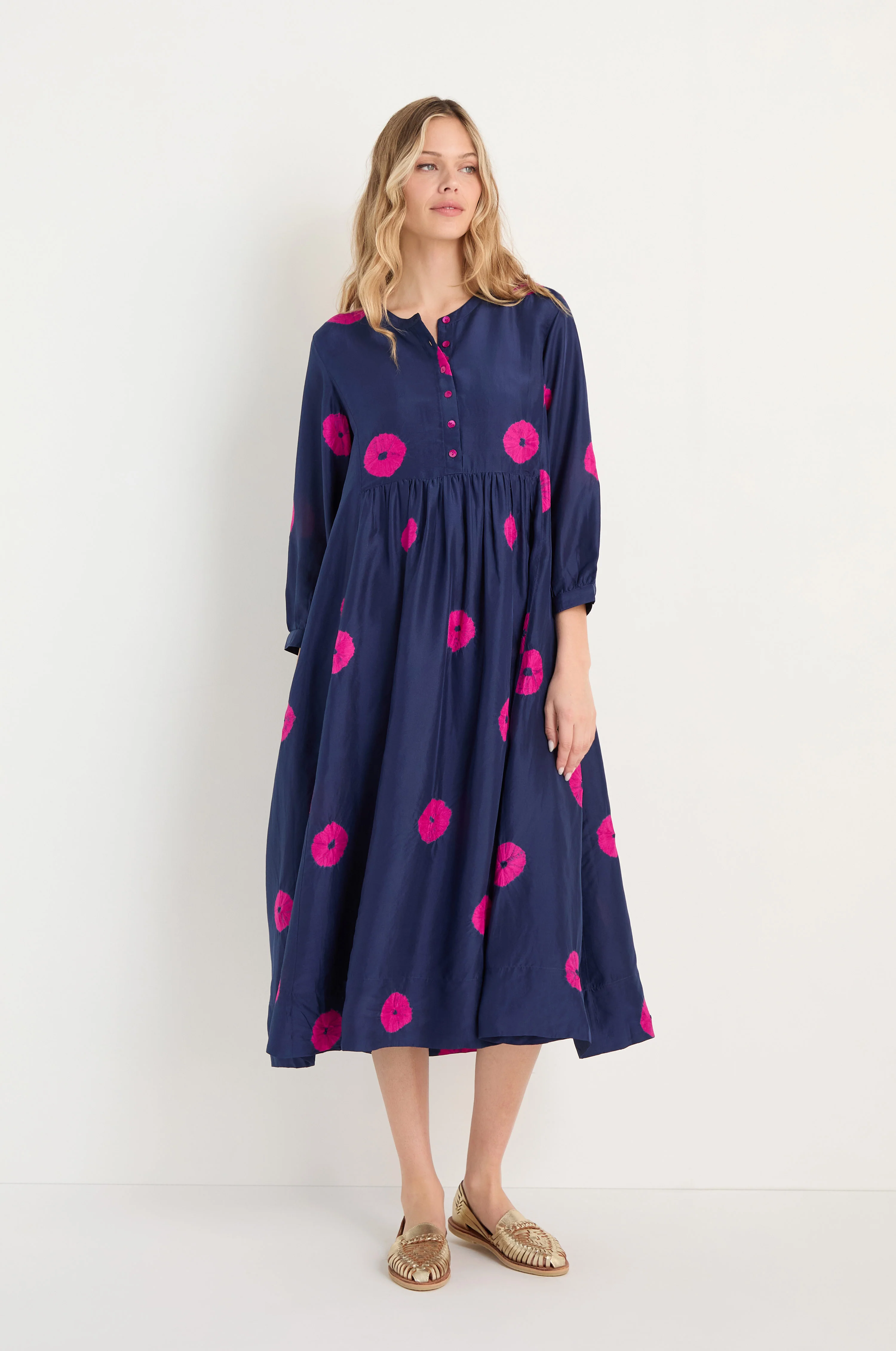 Shibori Spot Silk Dress - Image 3