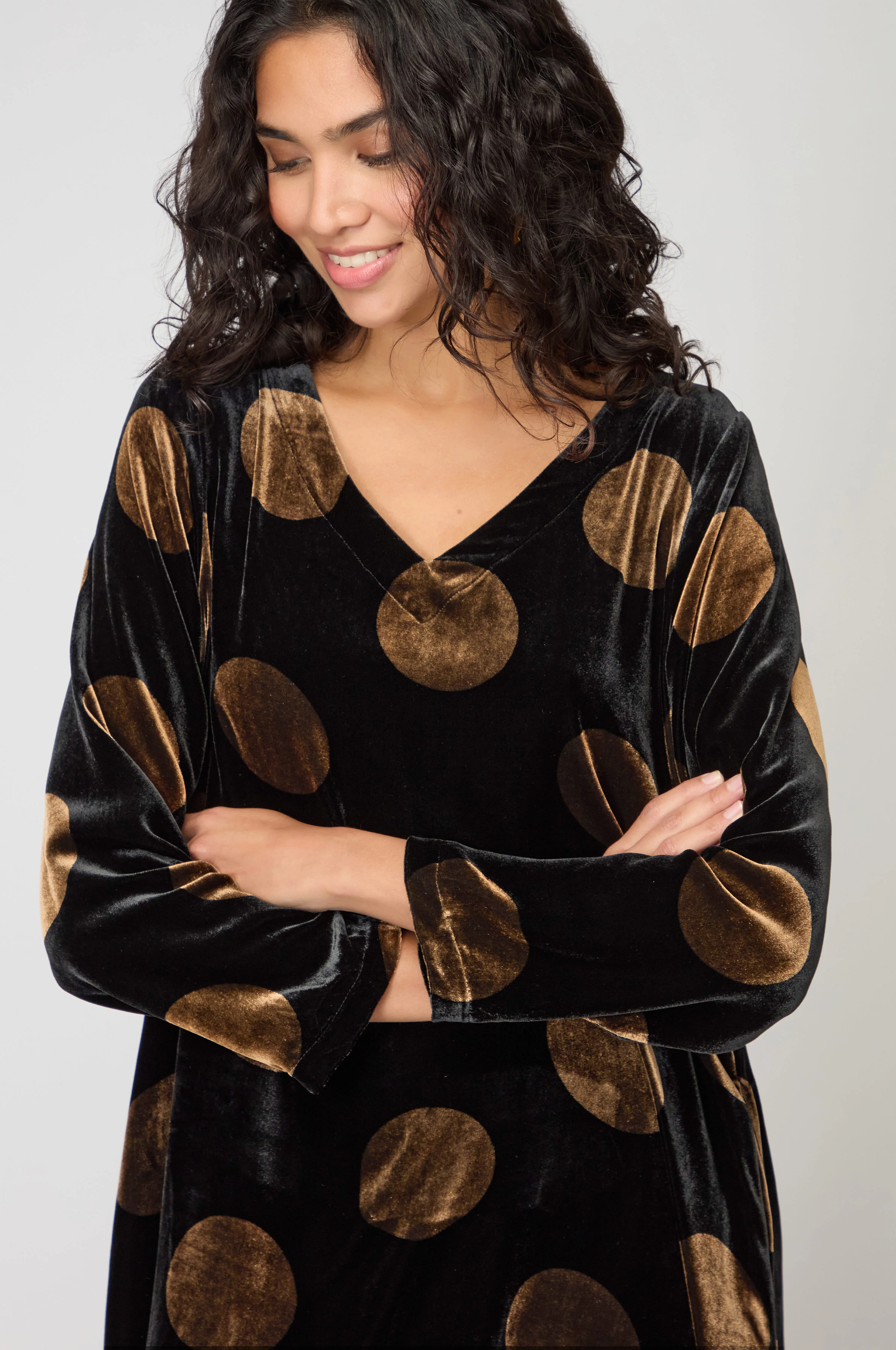 Silk Velvet Spot Bubble Dress - Image 4