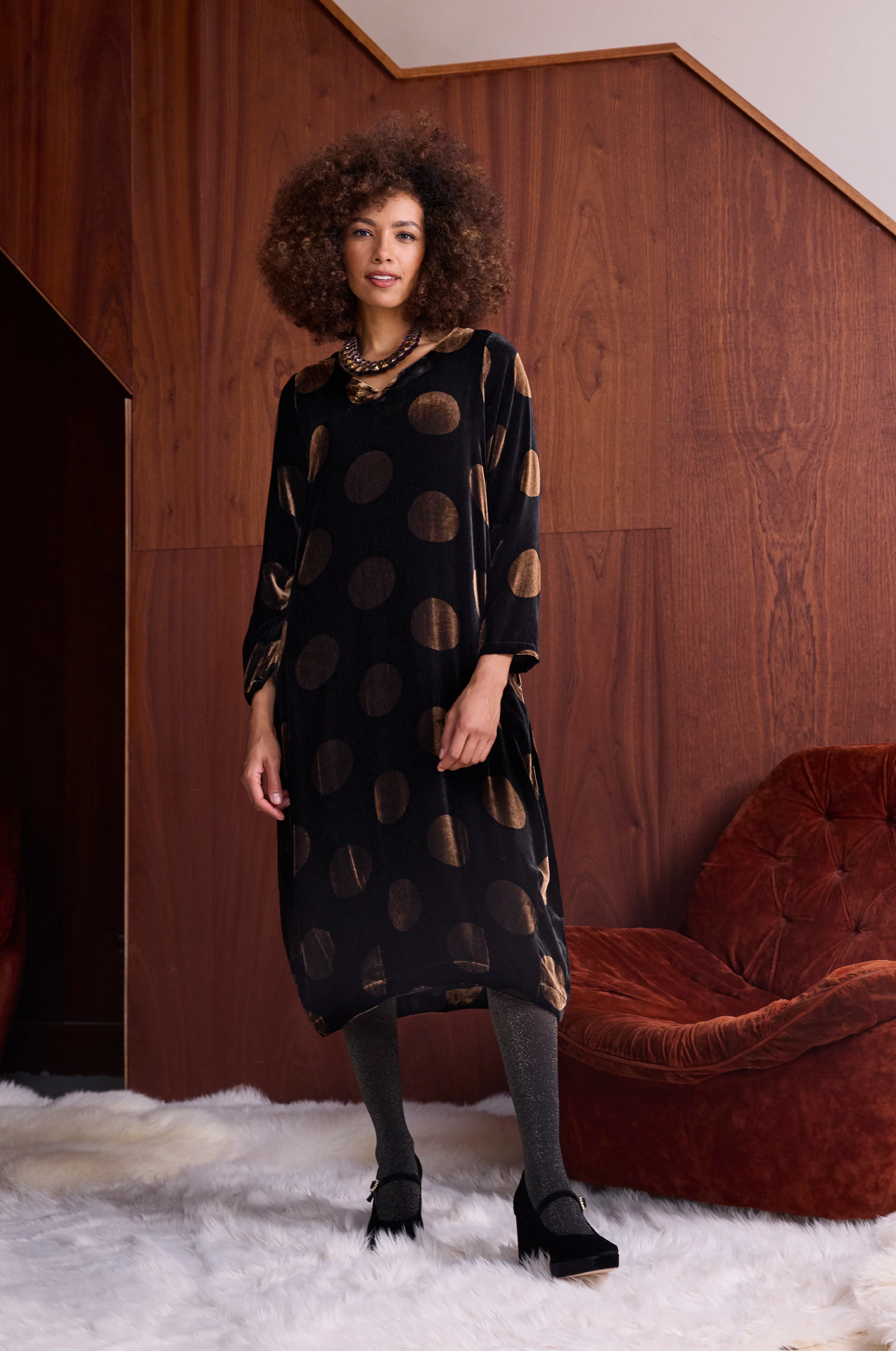 Silk Velvet Spot Bubble Dress - Image 6