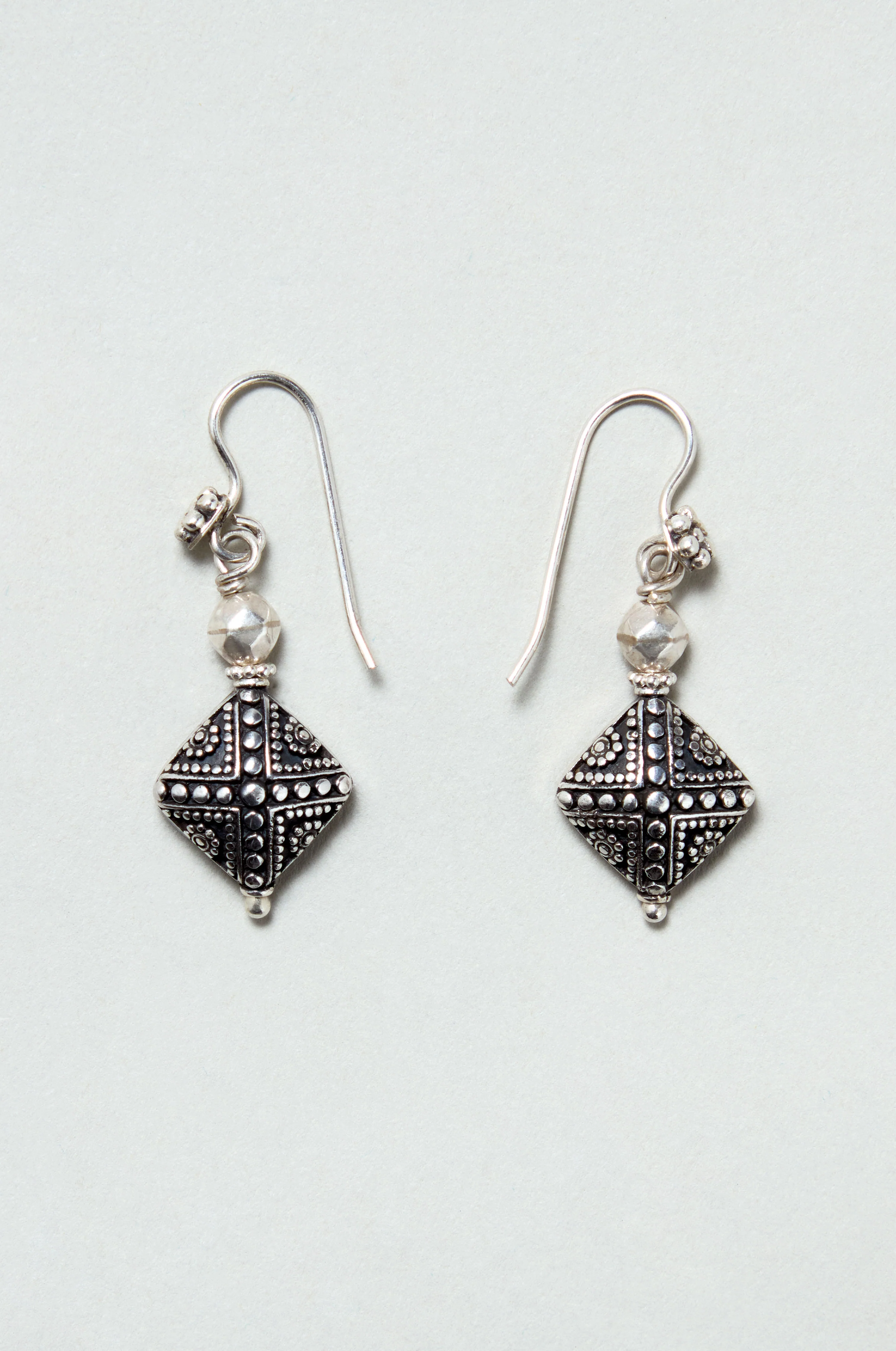 Silver Faceted Drop Earrings - Image 2