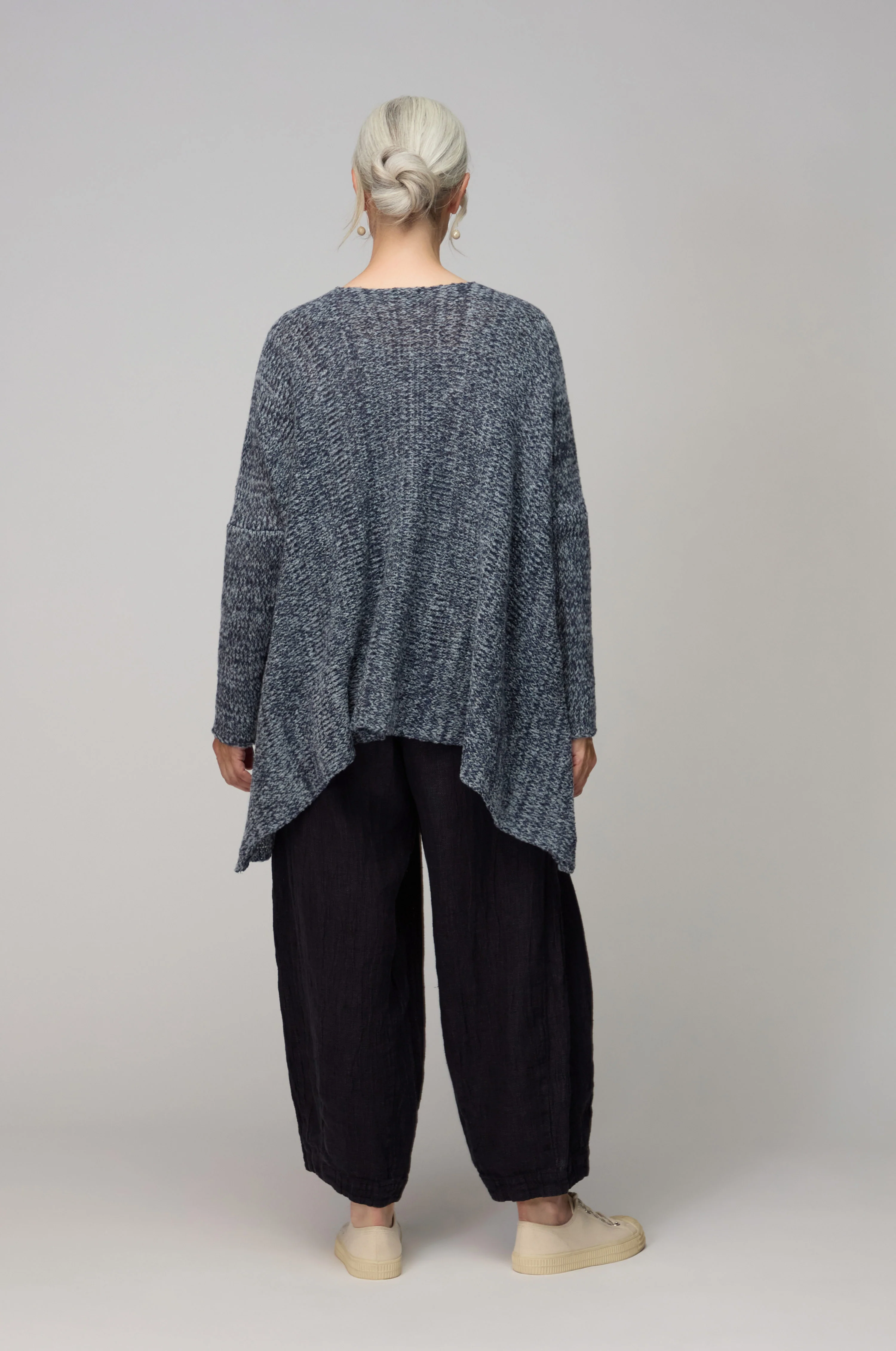 Slate Grey Marl V Neck Knit - Image 4