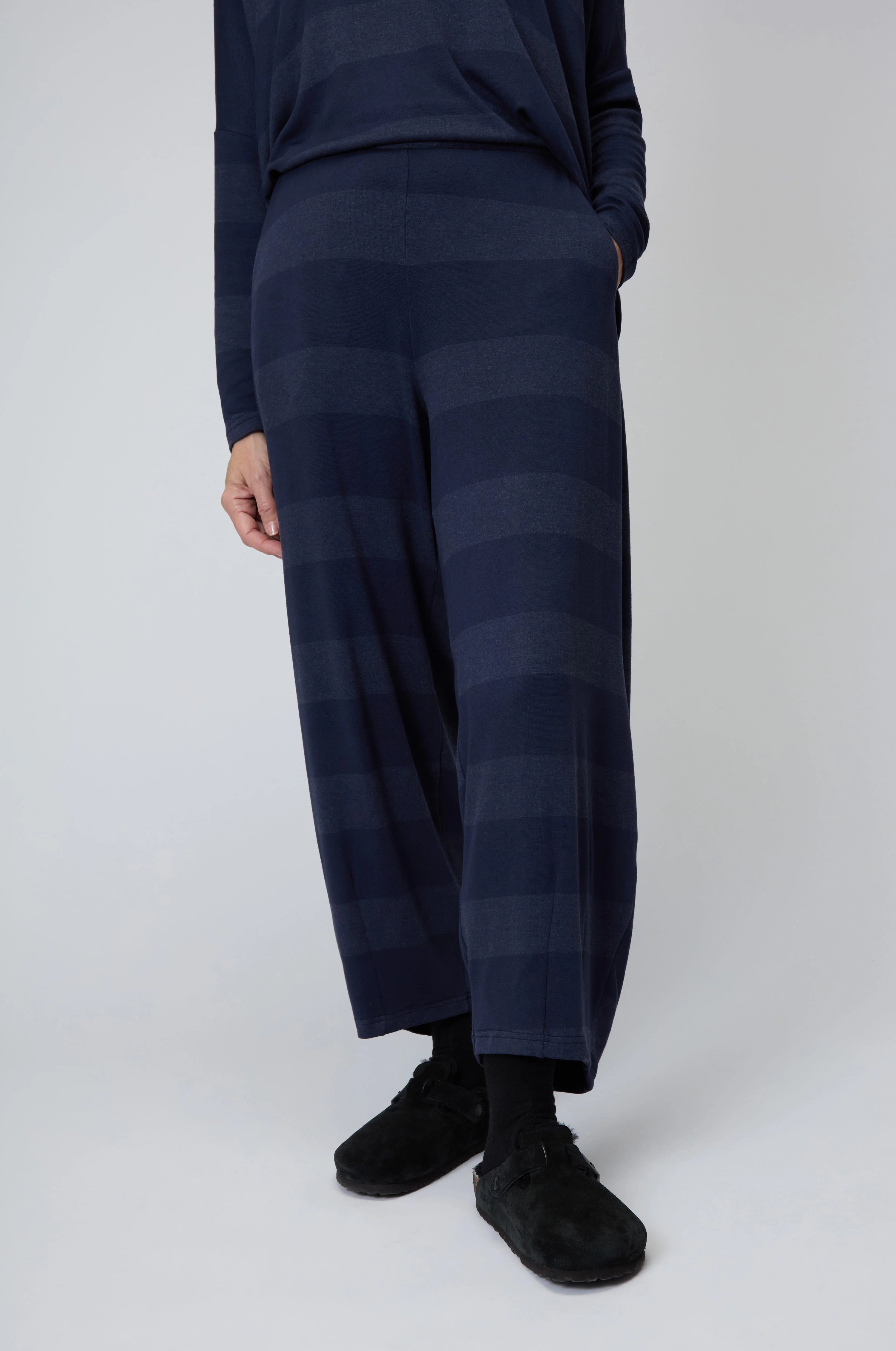 Soft Viscose Jersey Stripe Bubble Trousers