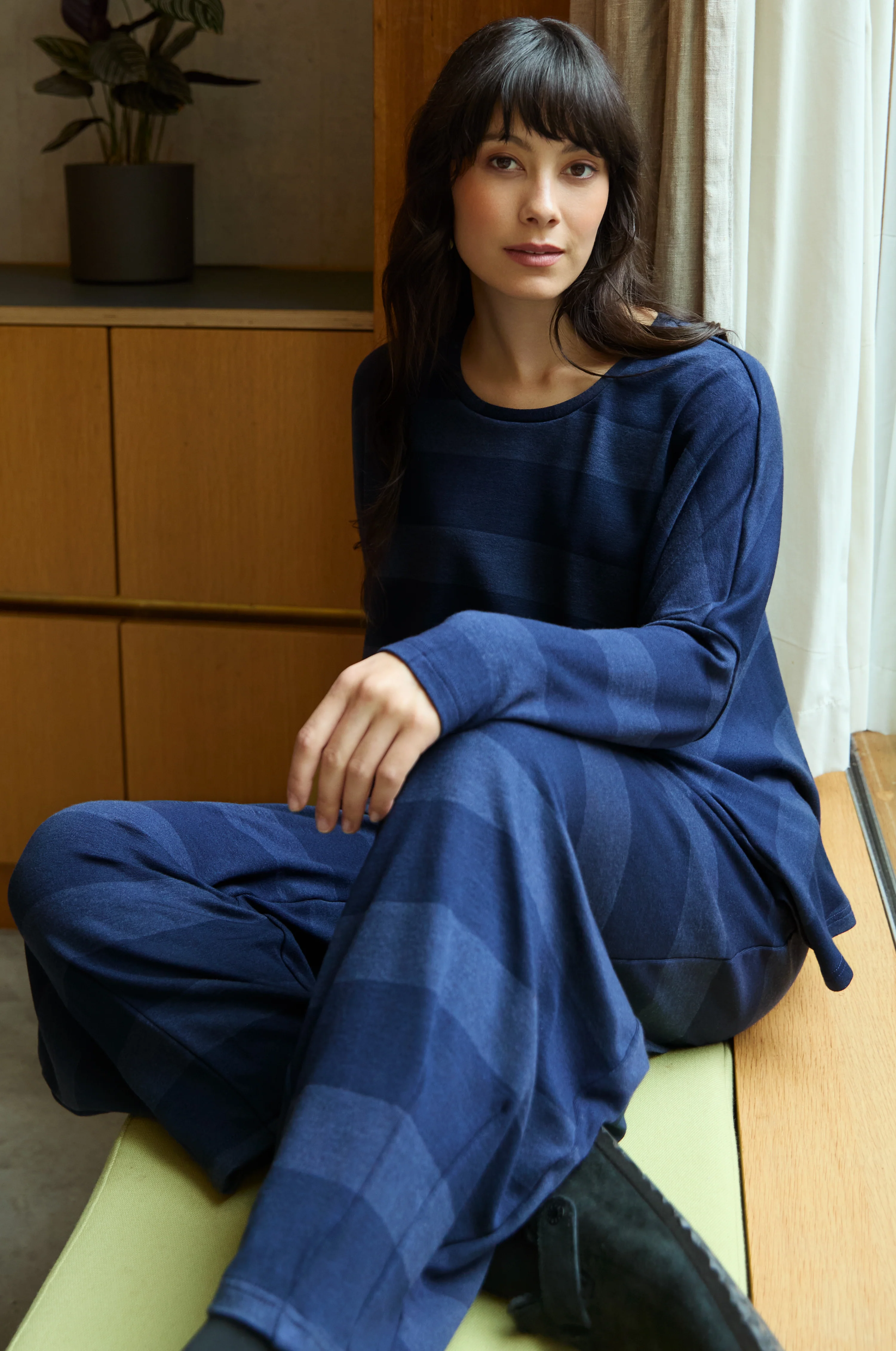 Soft Viscose Jersey Stripe Bubble Trousers - Image 2