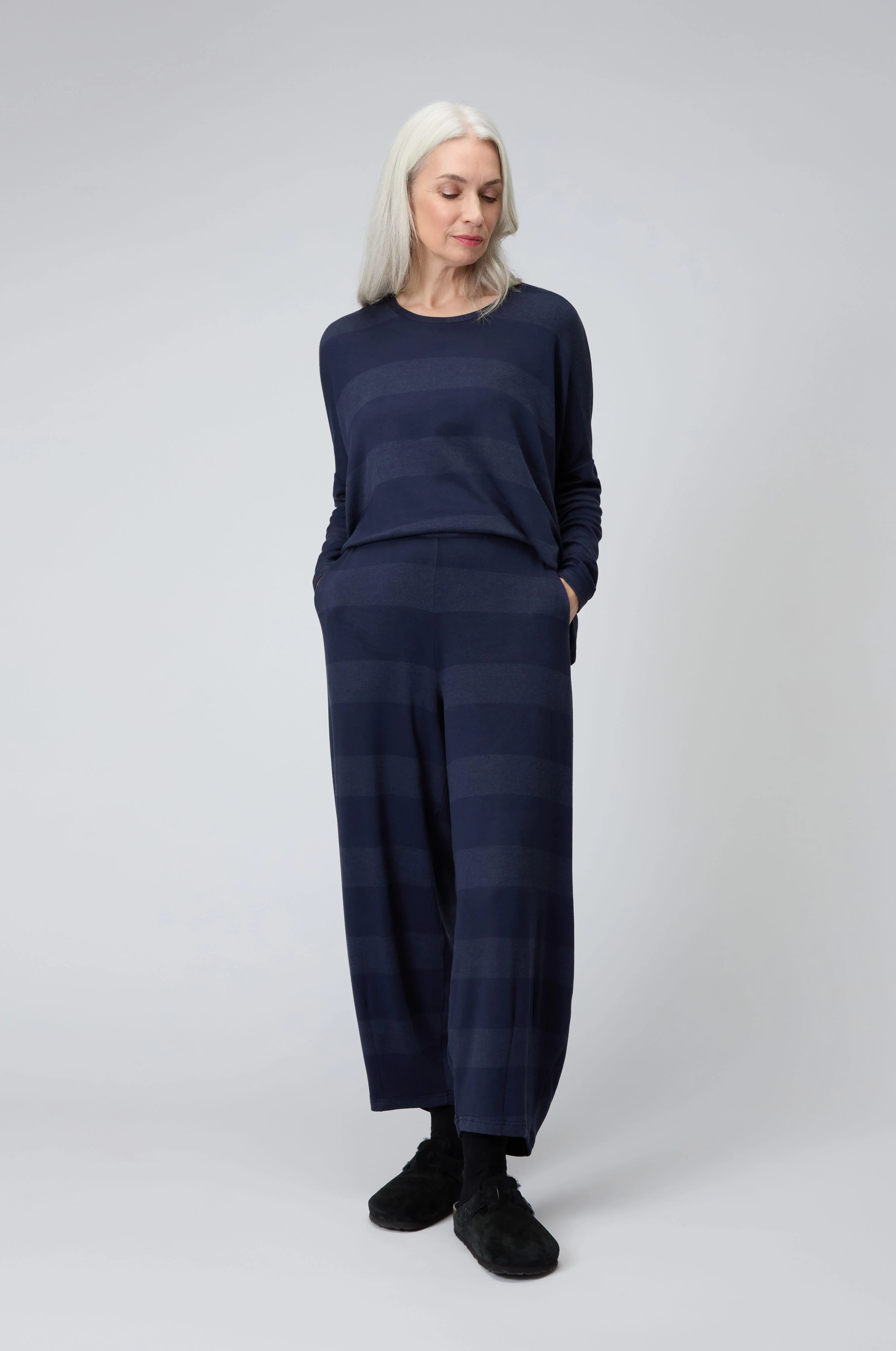 Soft Viscose Jersey Stripe Bubble Trousers - Image 3