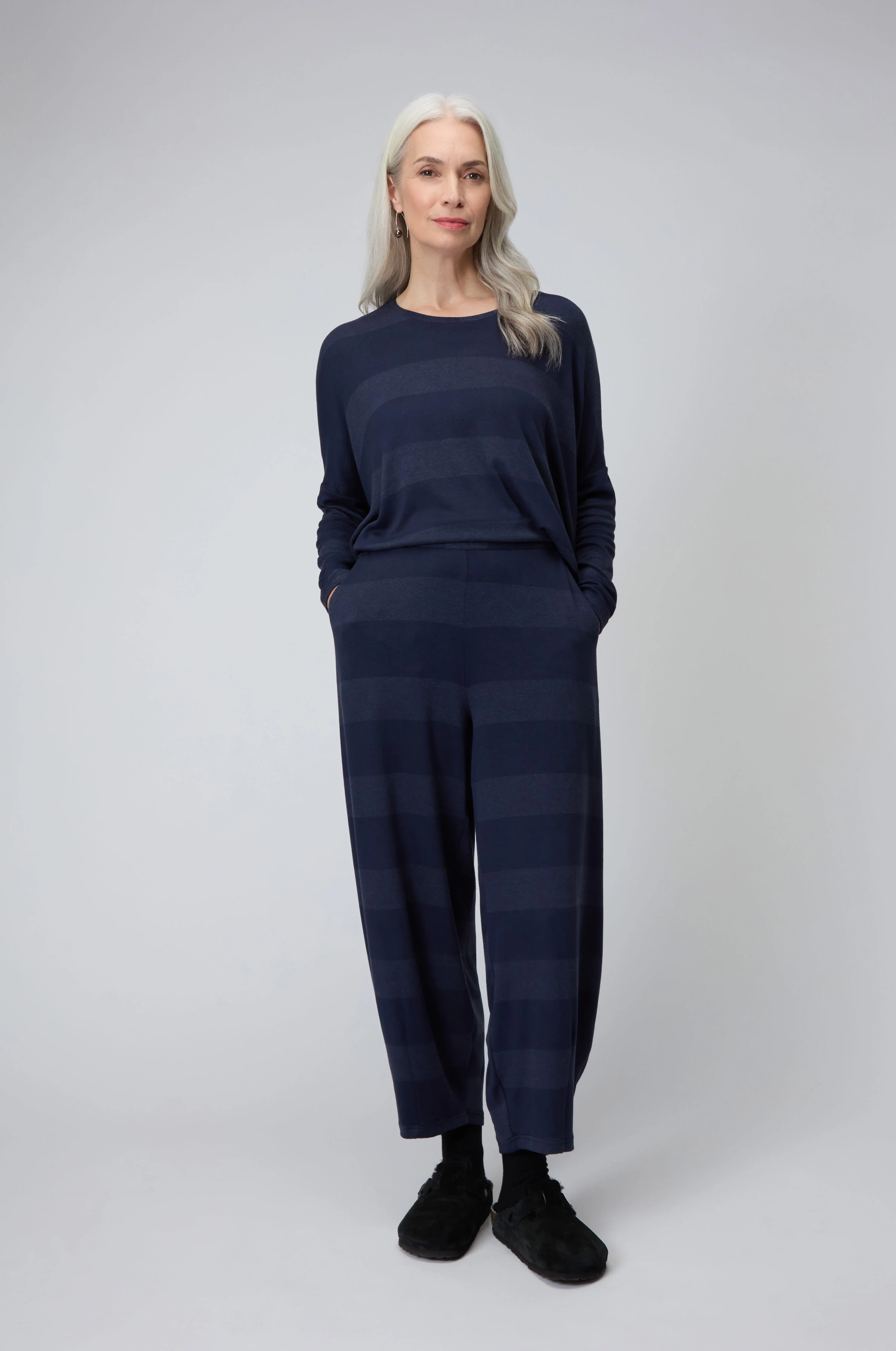 Soft Viscose Jersey Stripe Bubble Trousers - Image 4