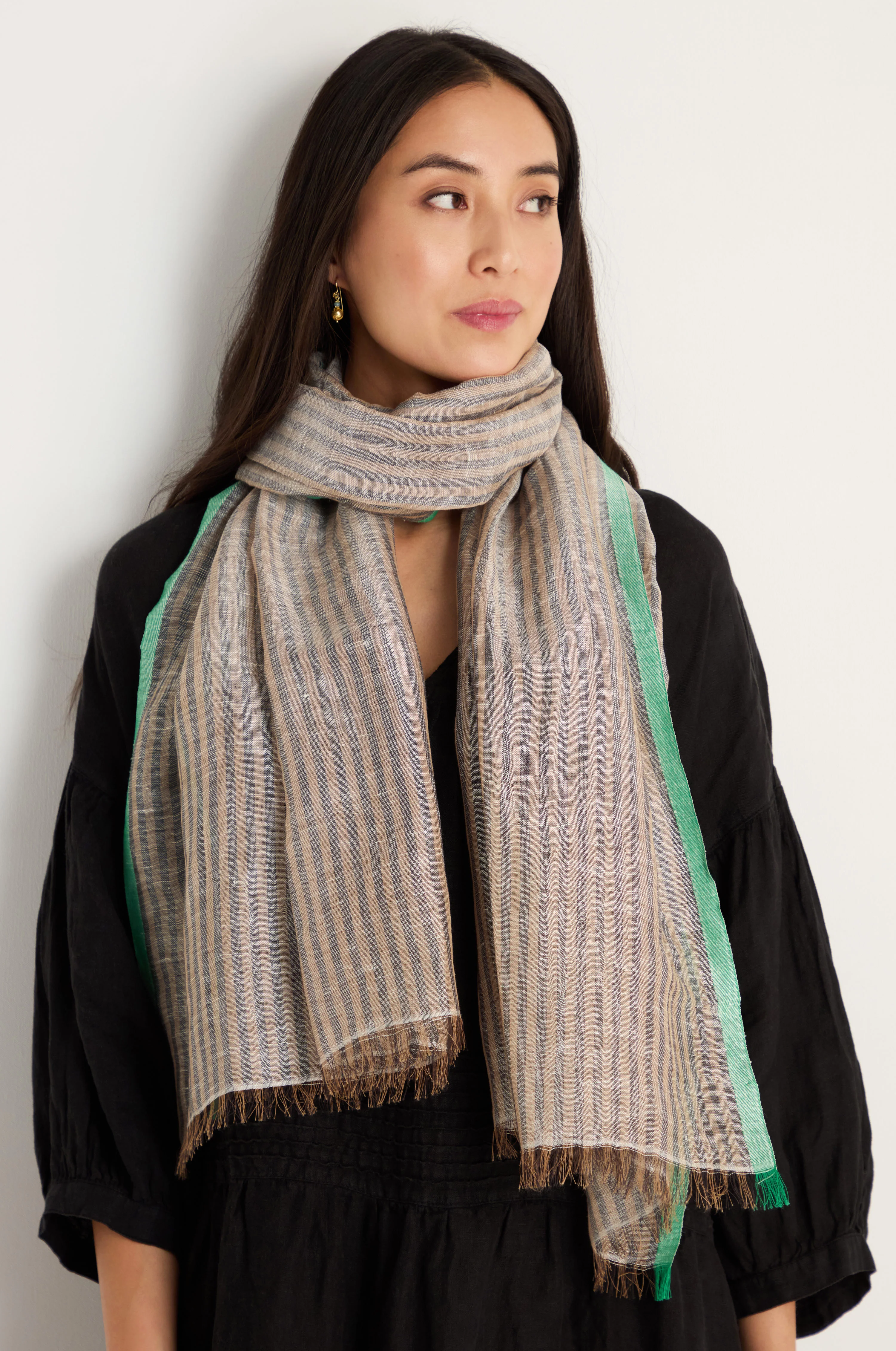 Spearmint Trim Soft Stripe Scarf