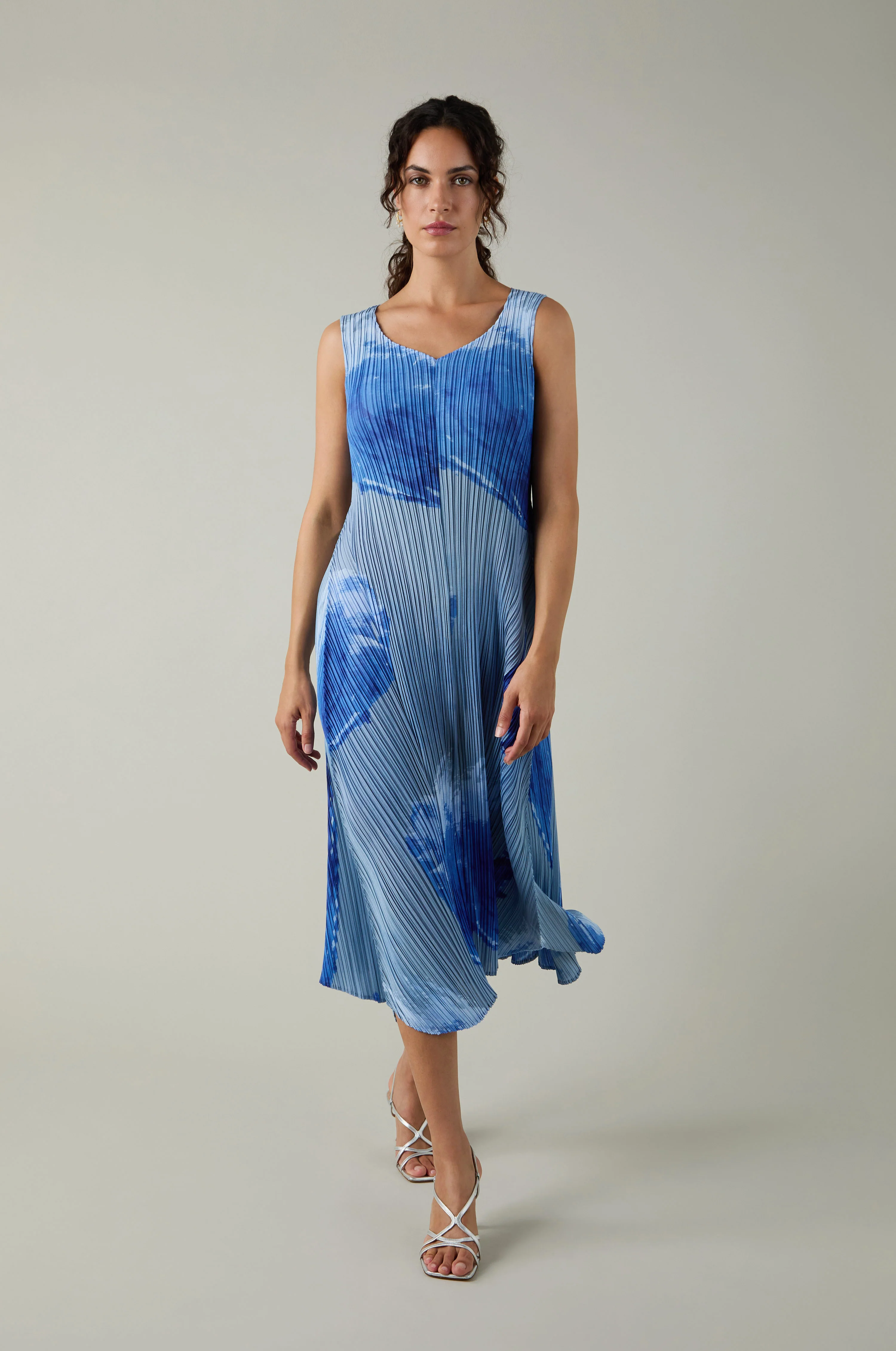 Splash Print Pleated Dress - Image 3