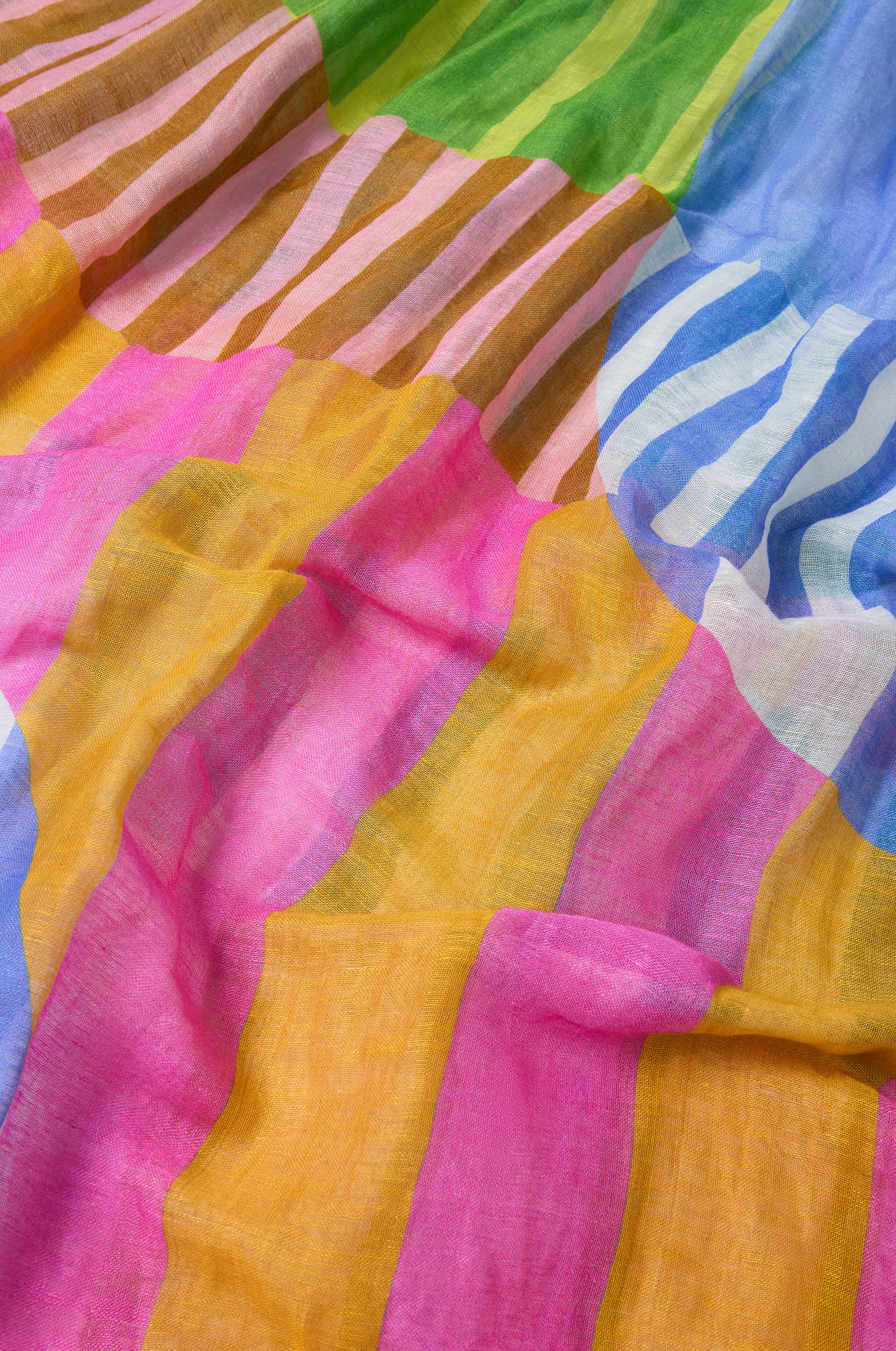 Sunburst Block Print Linen Blend Scarf - Image 3