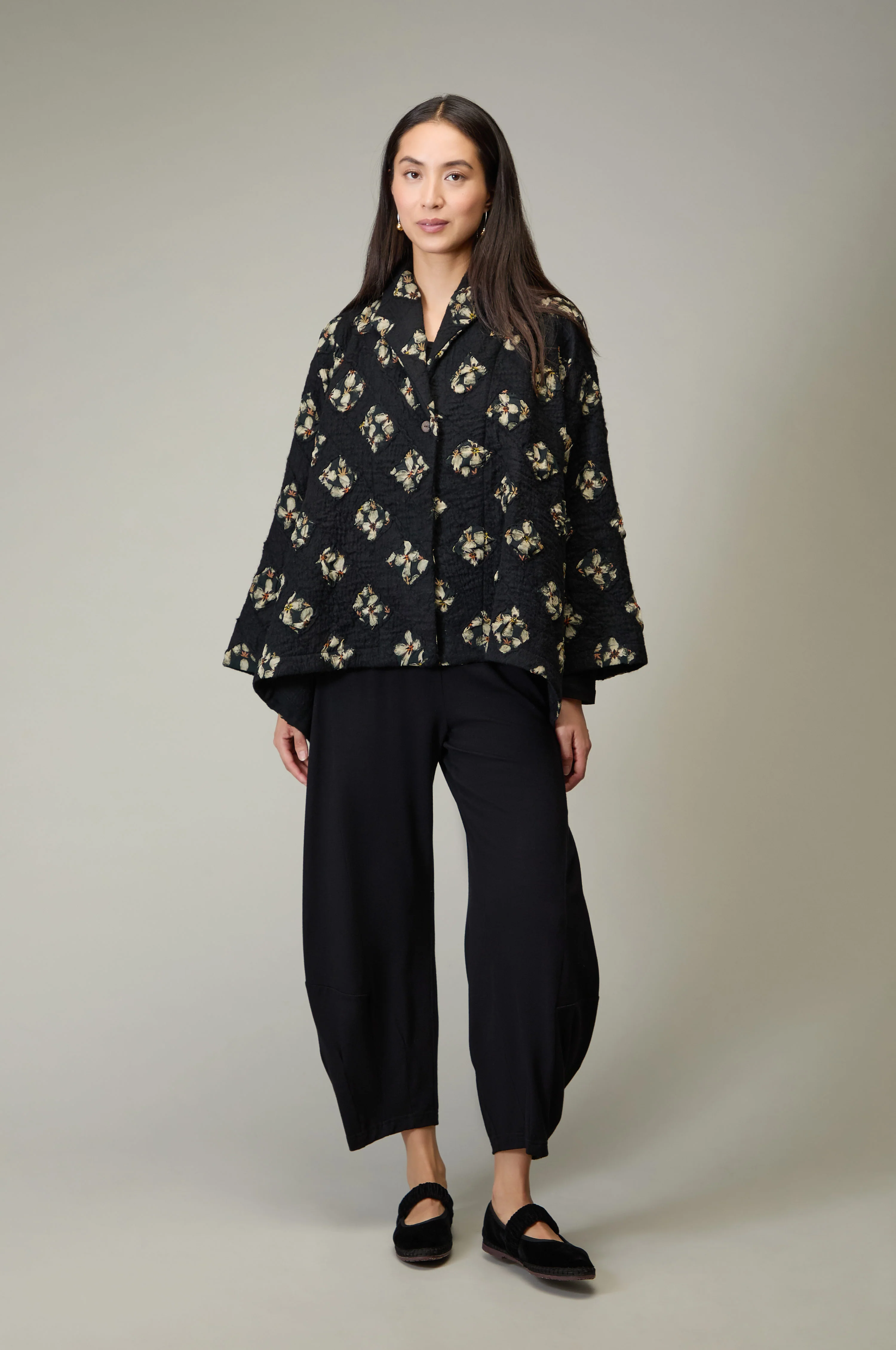 Textured Flower Wool Jacket - Image 3