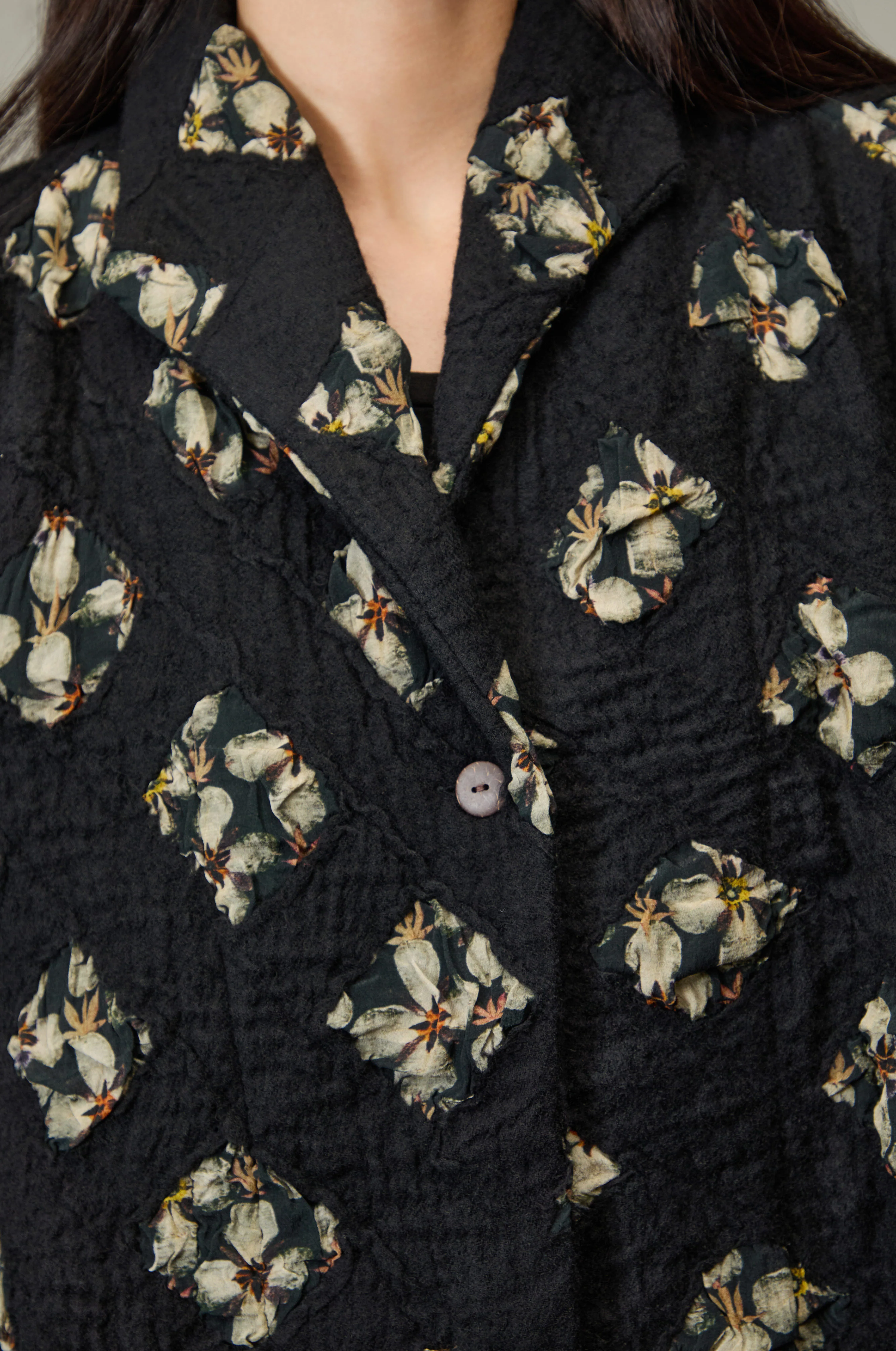 Textured Flower Wool Jacket - Image 5