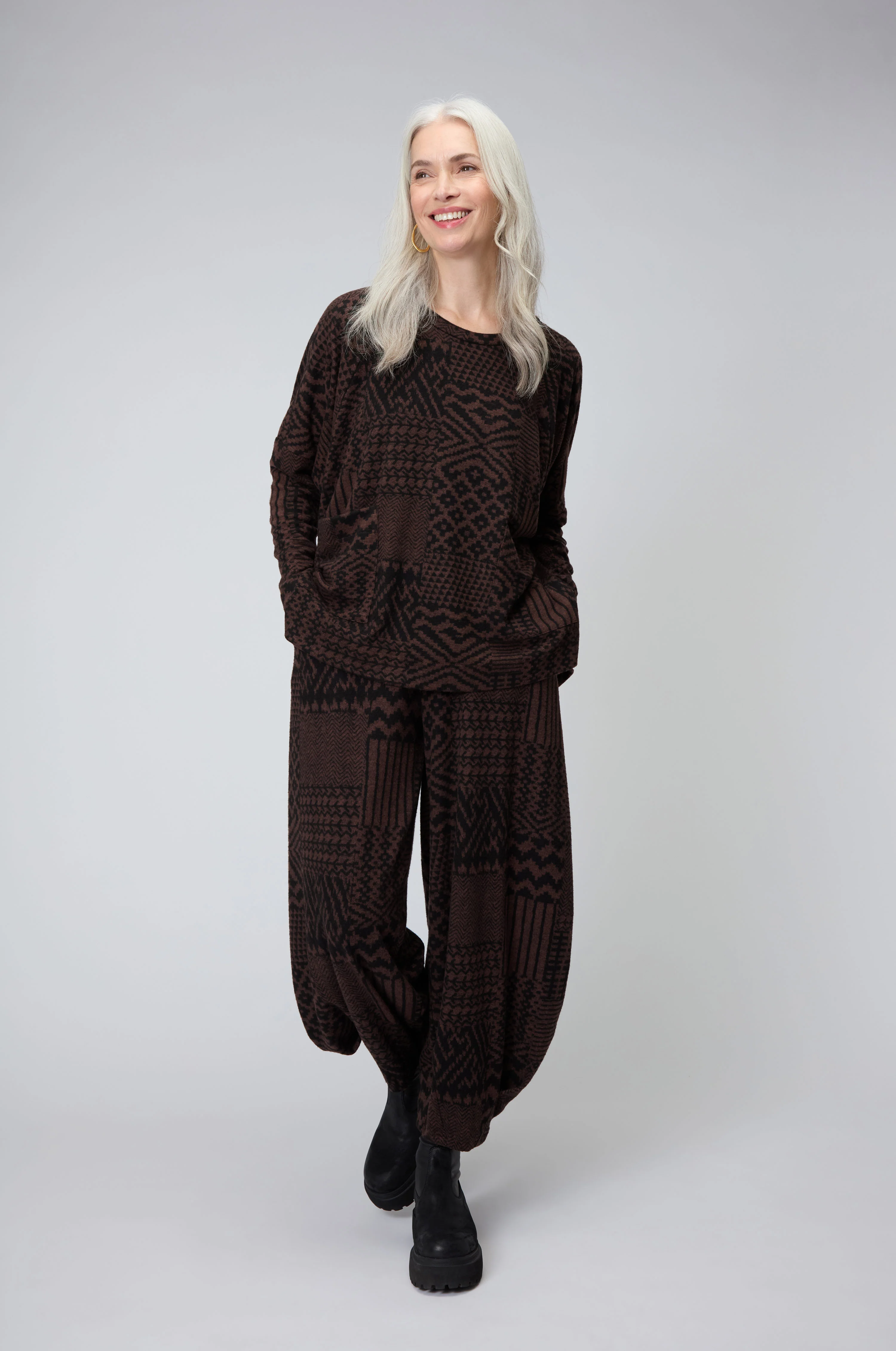 Textured Ikat Patchwork Jersey Top - Image 2