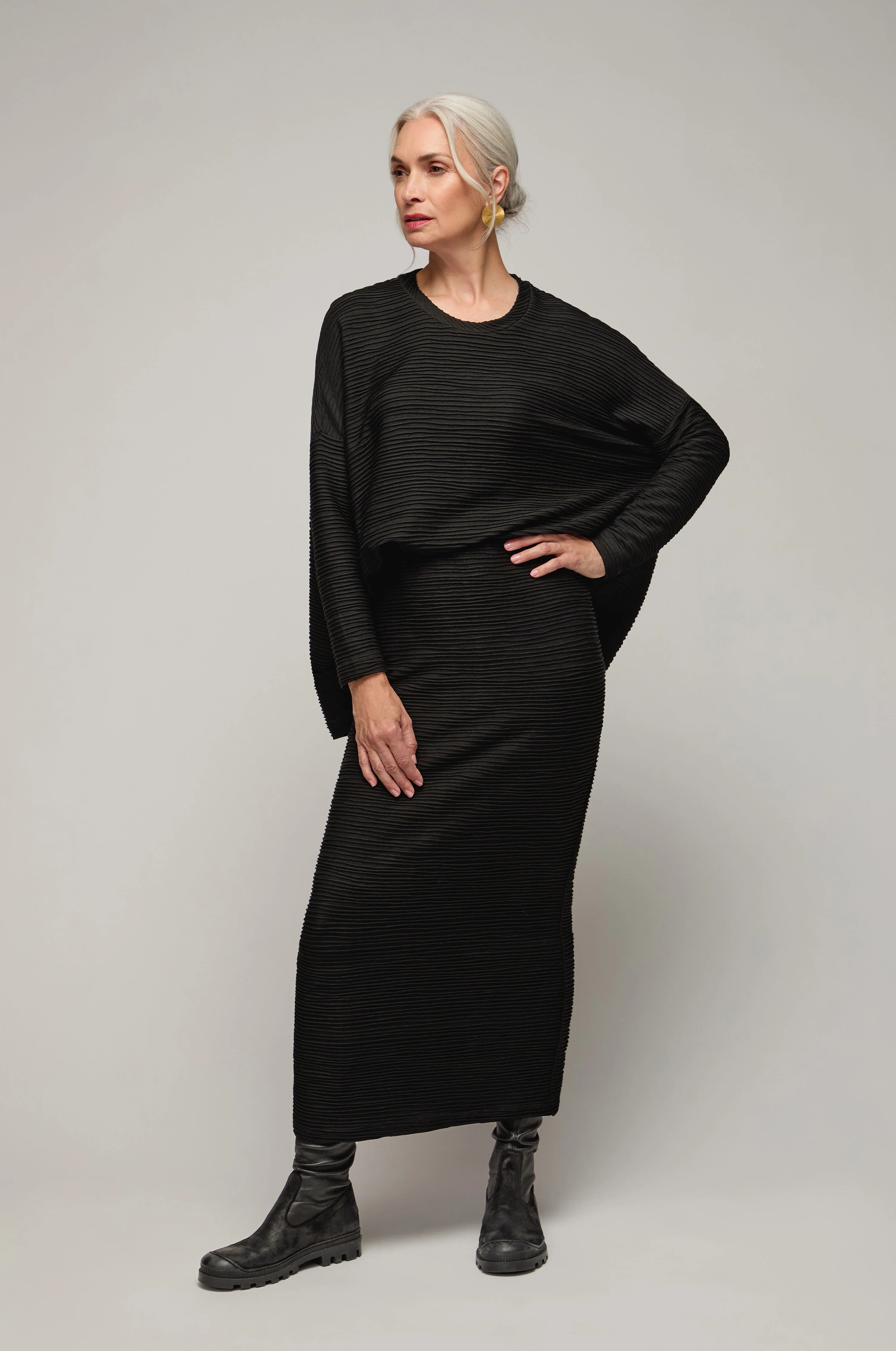 Textured Wave Jersey Tube Skirt - Image 3