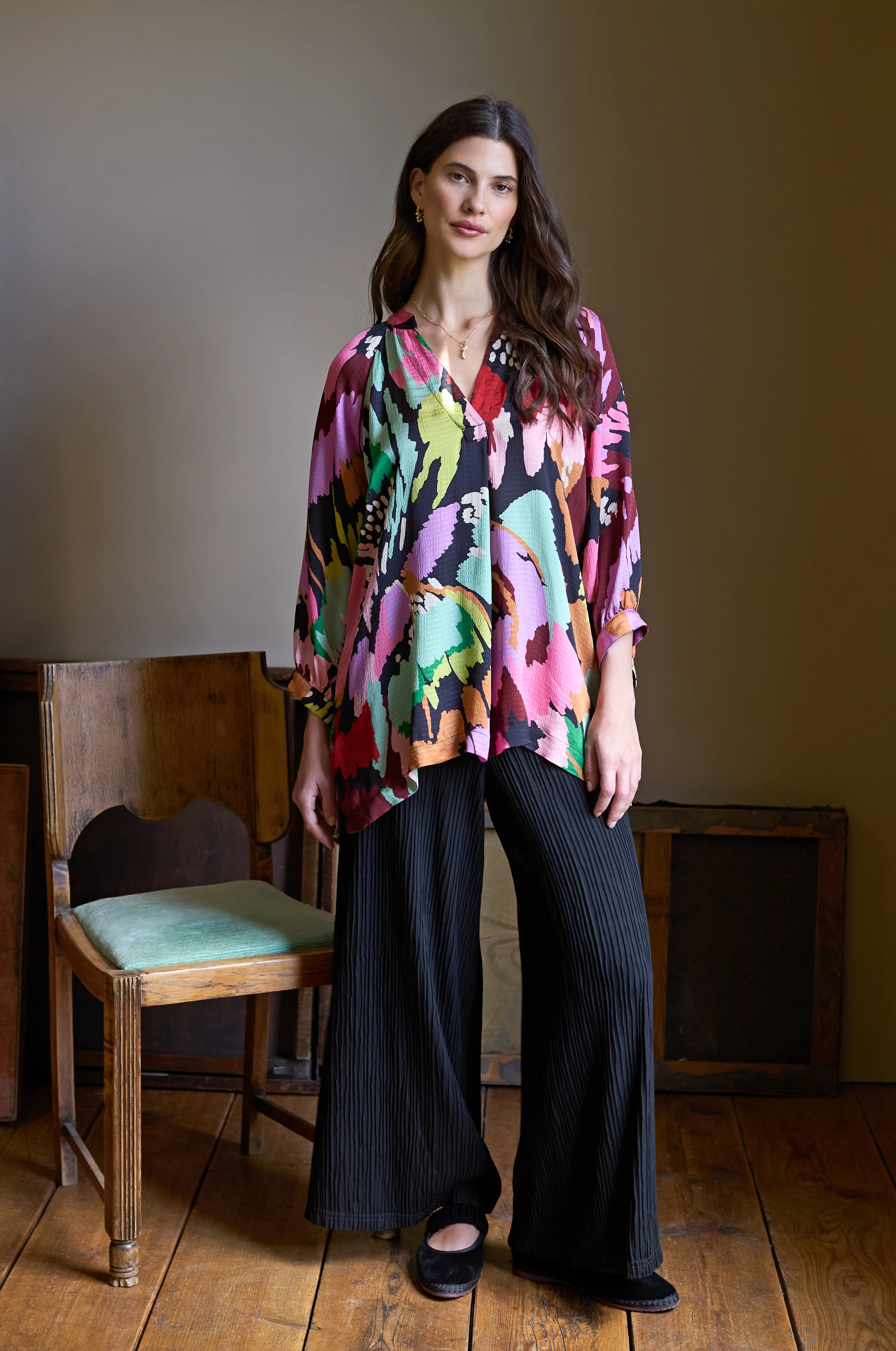 Textured Wave Jersey Wide Trousers - Image 3