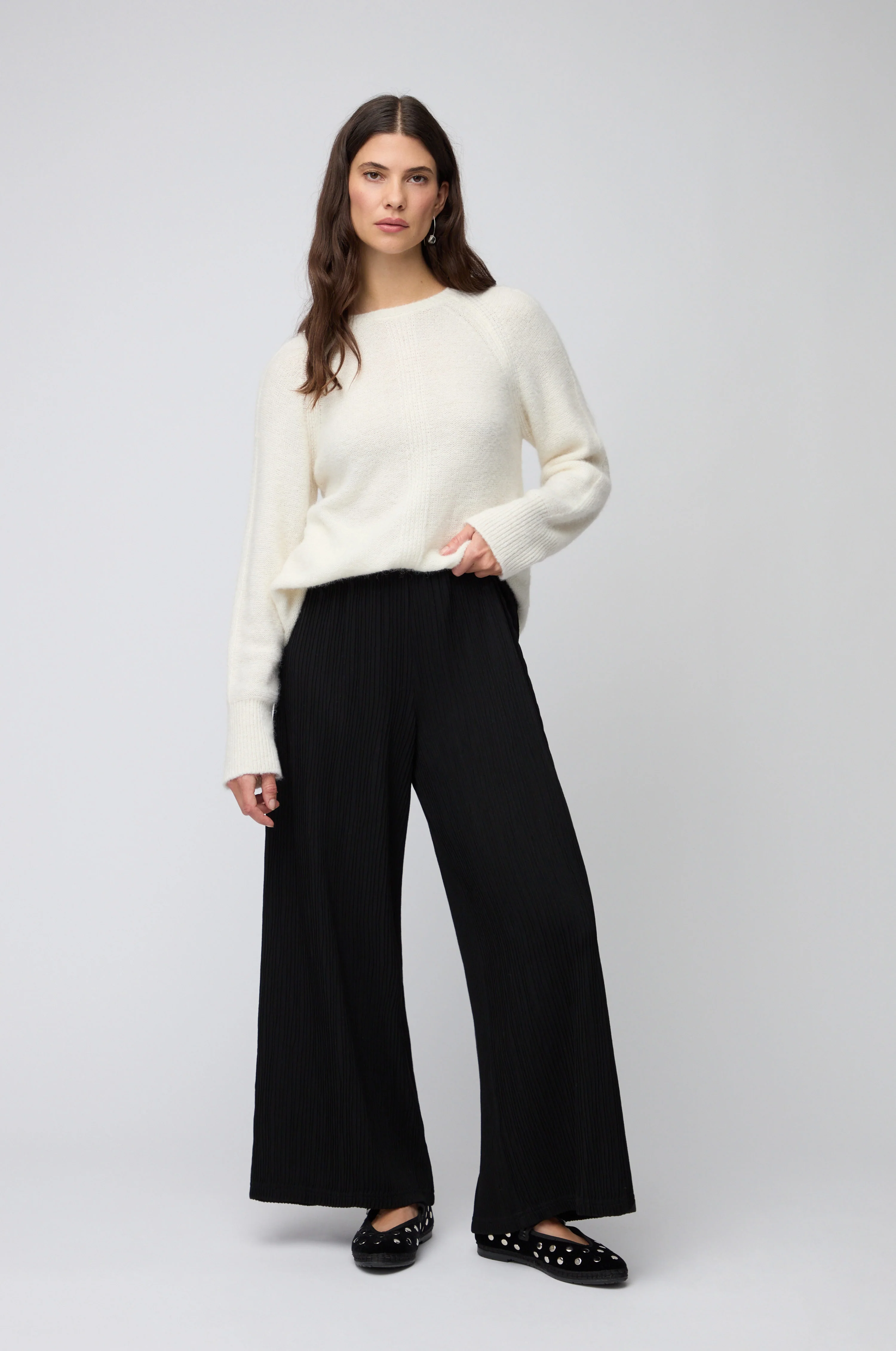 Textured Wave Jersey Wide Trousers - Image 4