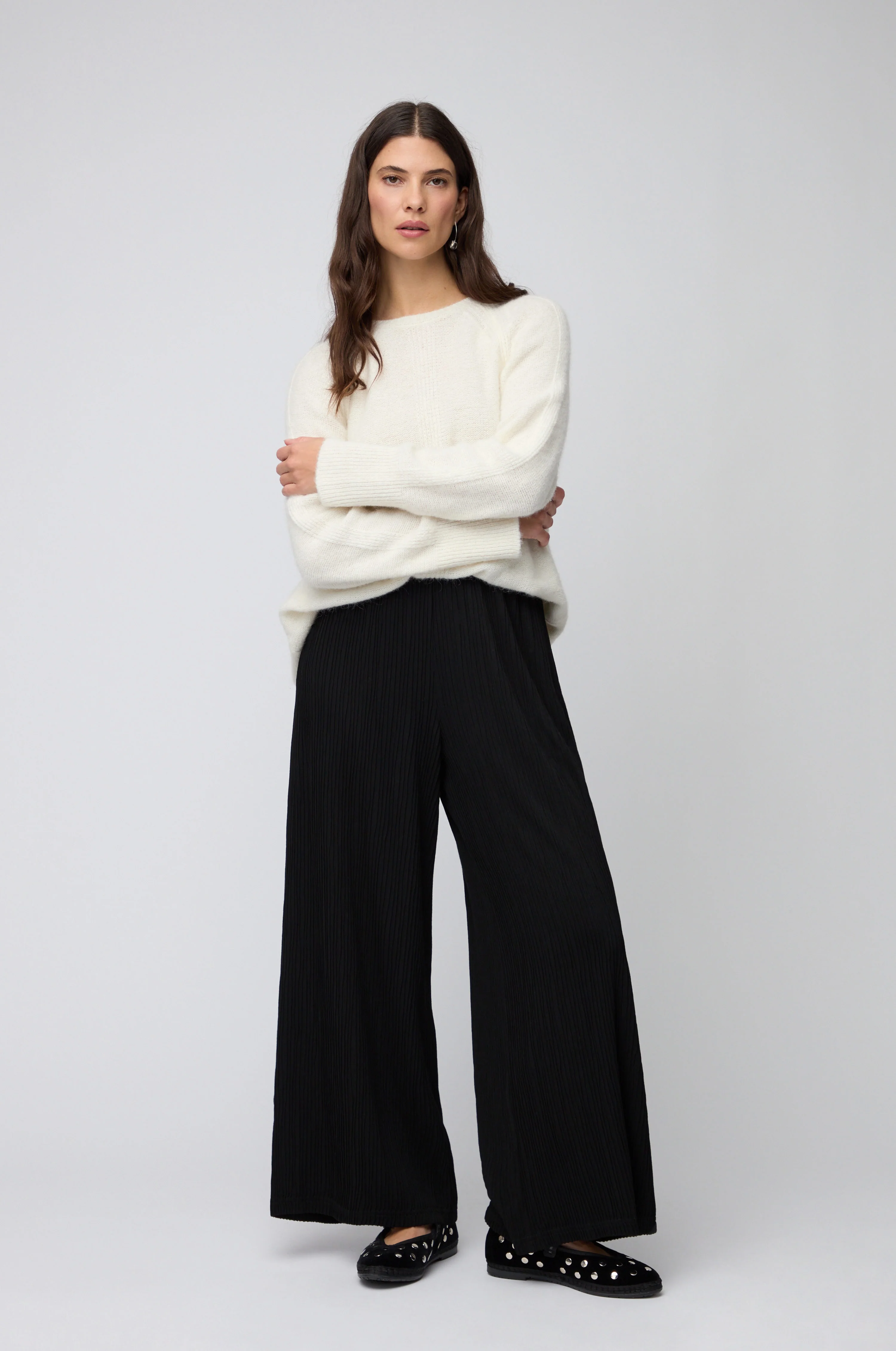 Textured Wave Jersey Wide Trousers - Image 5
