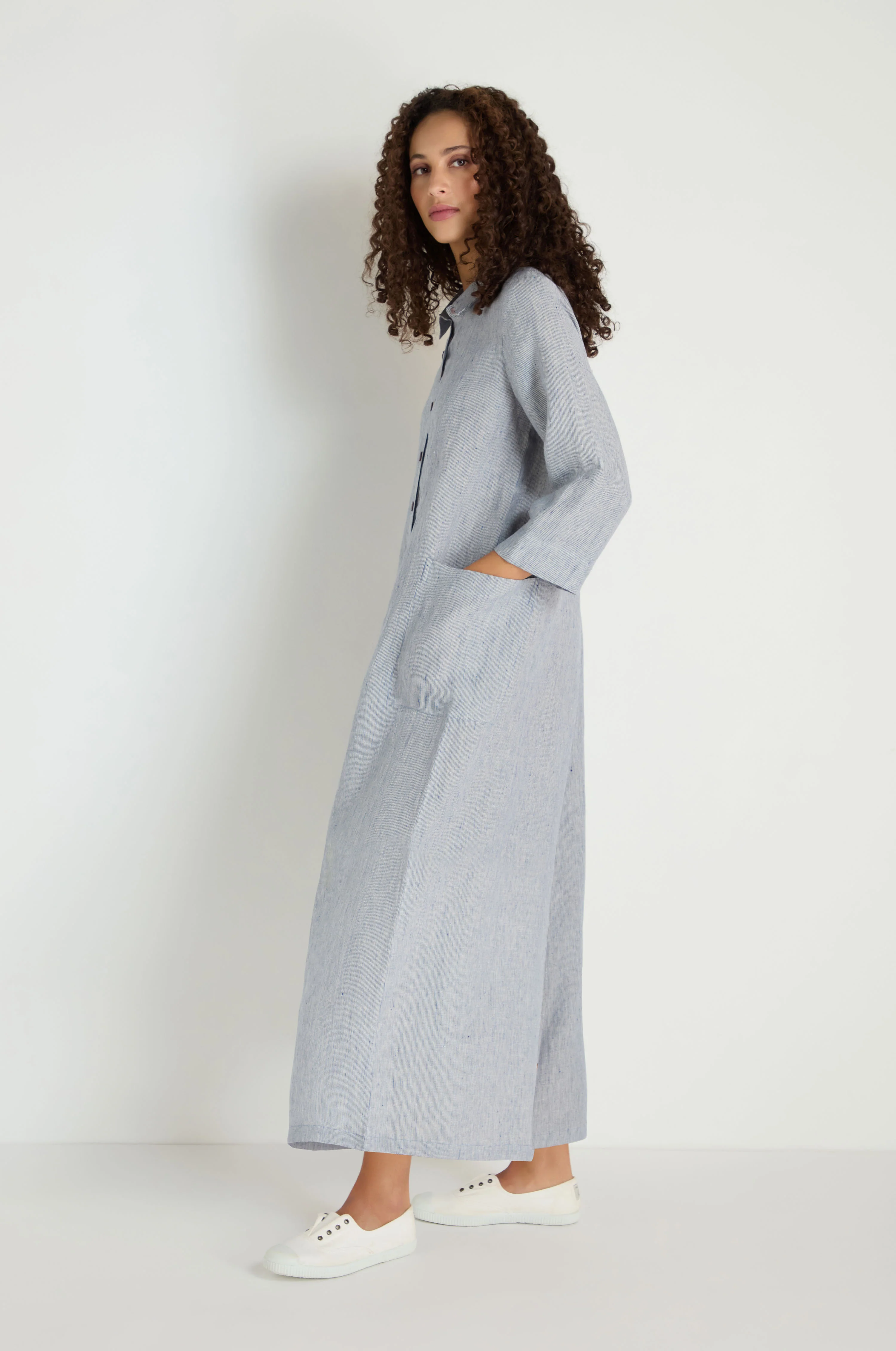 Ticking Linen Stripe Jumpsuit - Image 3
