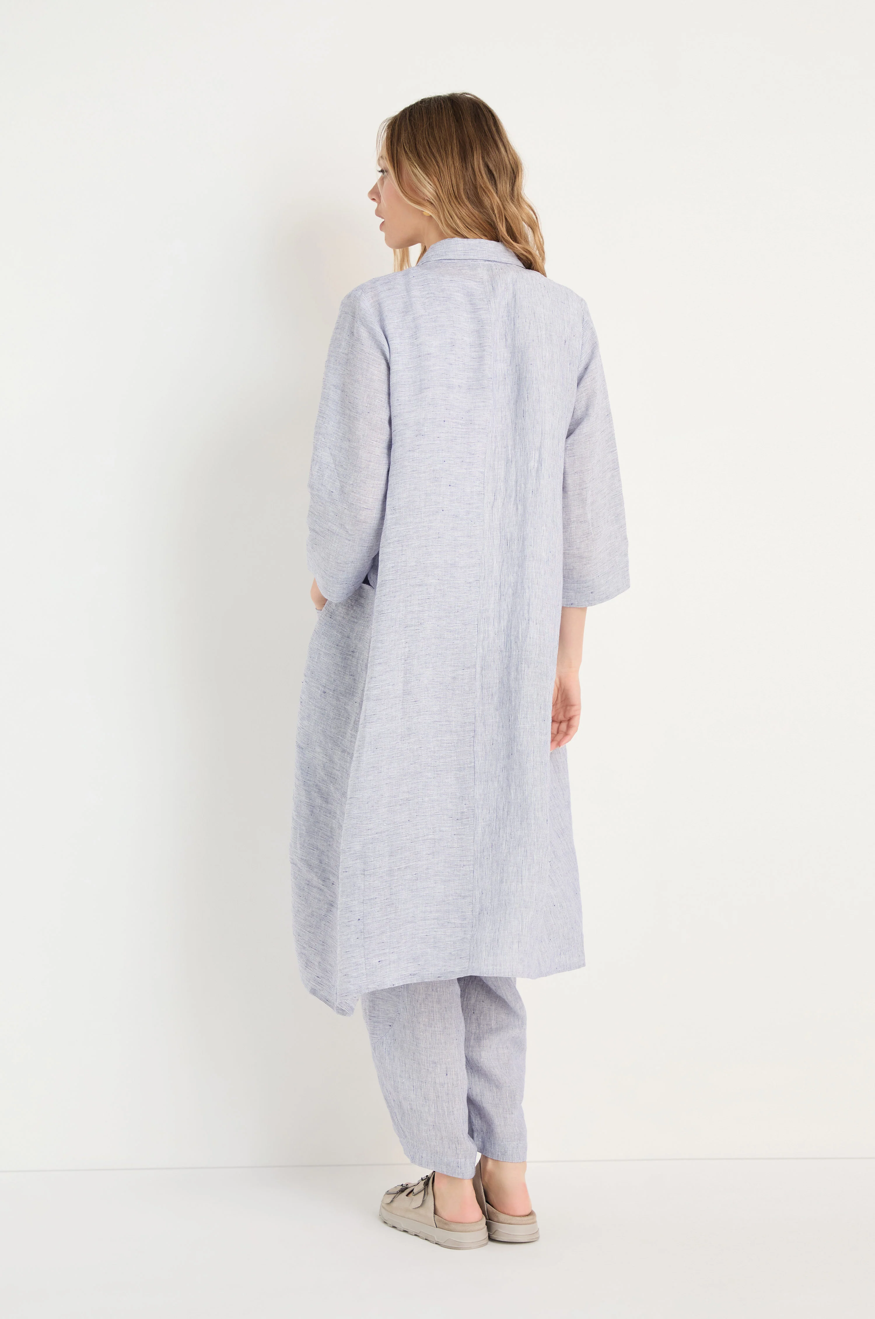 Ticking Linen Stripe Shirt Dress - Image 5