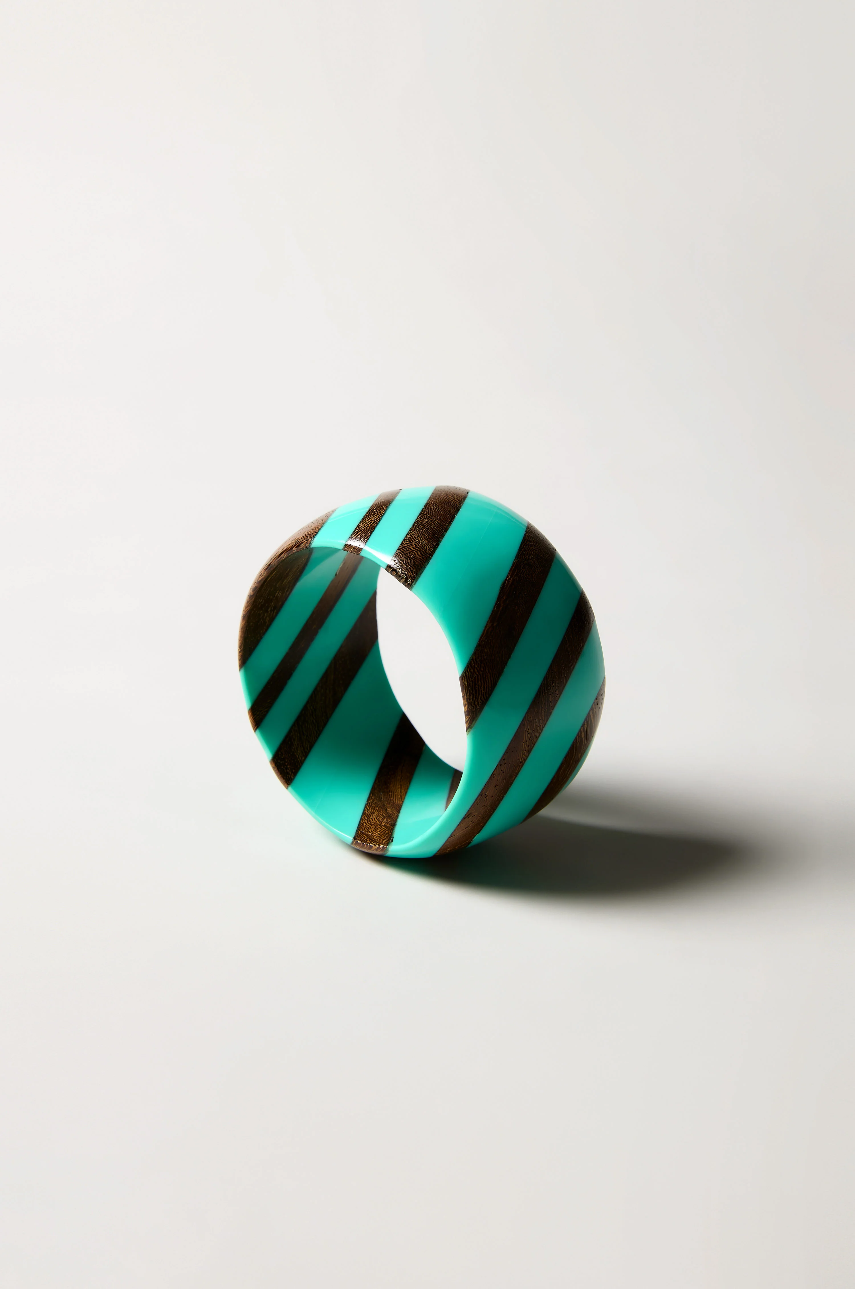 Turquoise Wooden Stripe Bangle - Image 3