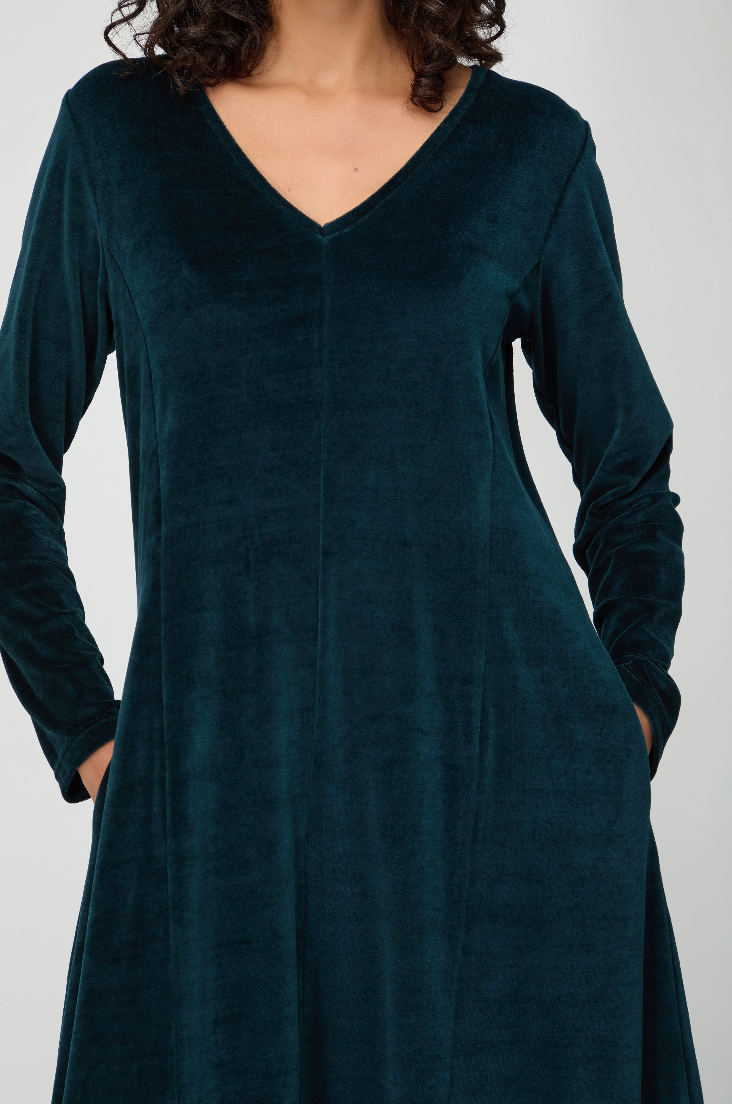V Neck Velvet Jersey Bubble Dress - Image 10