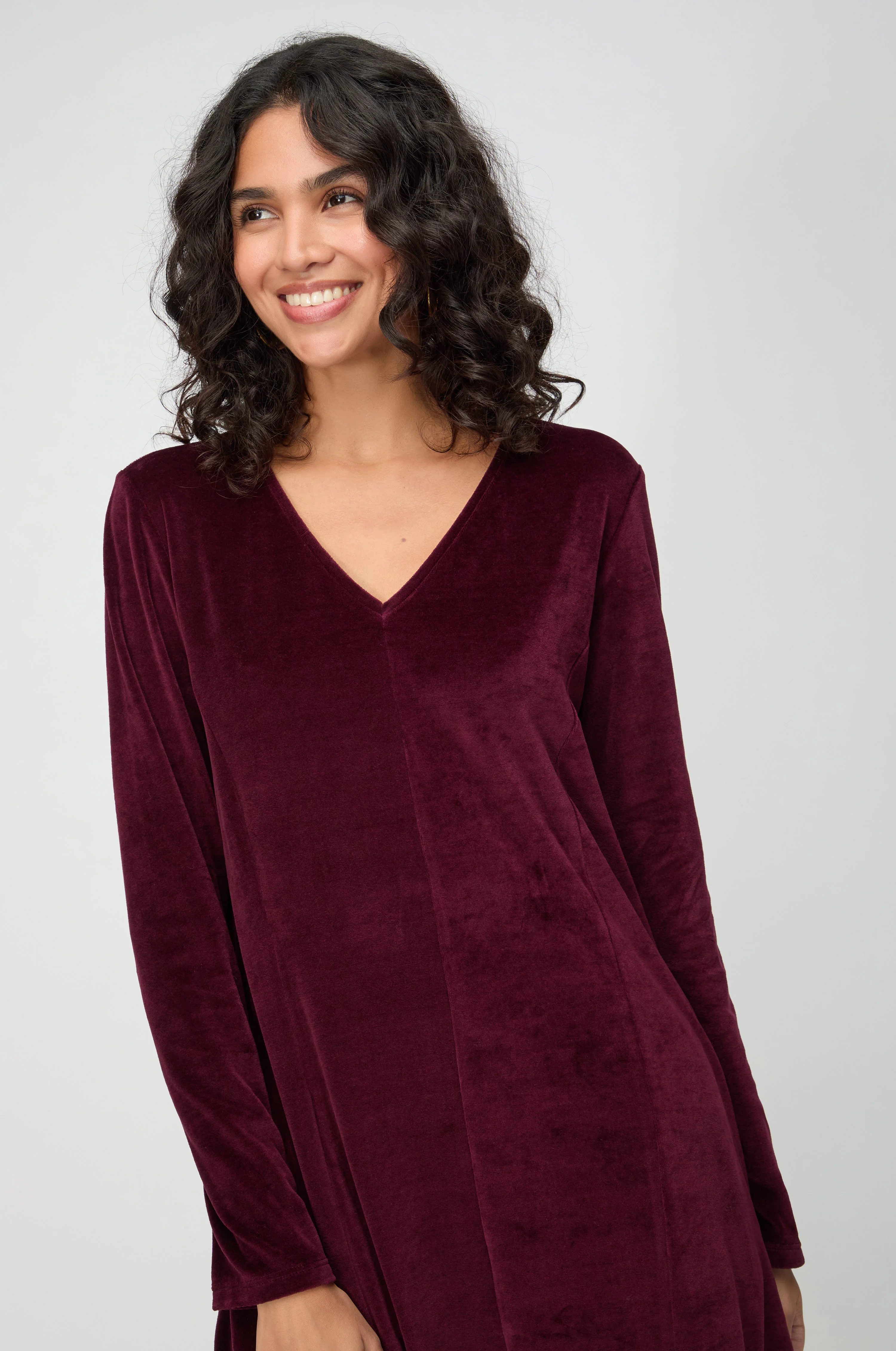 V Neck Velvet Jersey Bubble Dress - Image 2