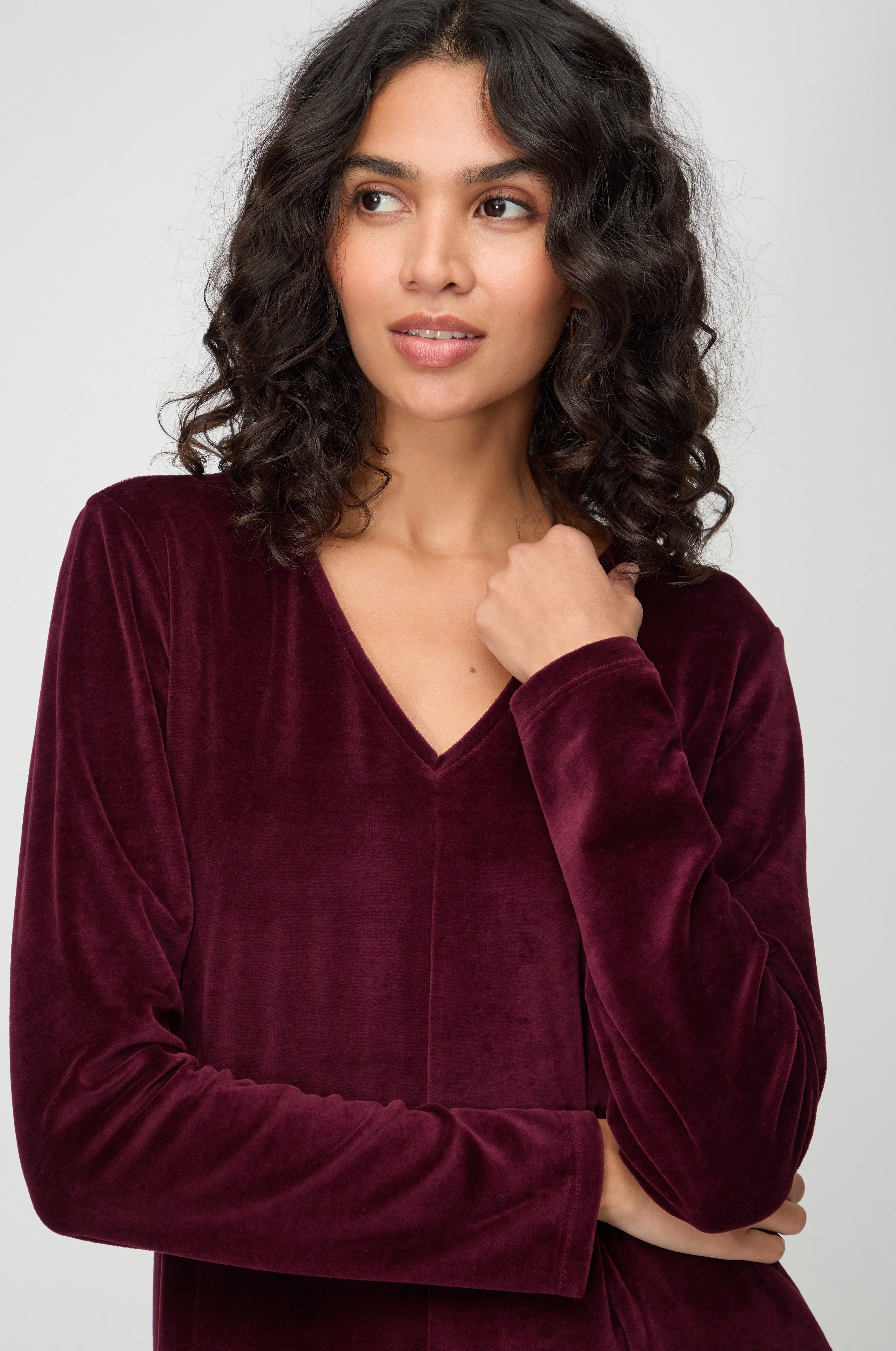 V Neck Velvet Jersey Bubble Dress - Image 5