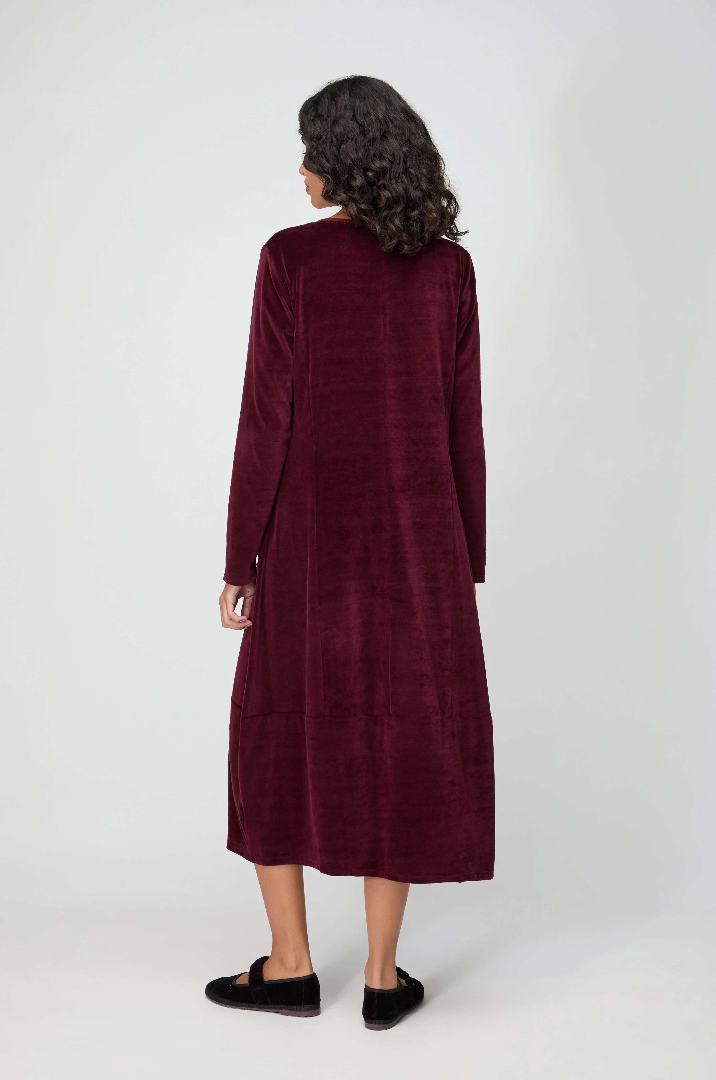 V Neck Velvet Jersey Bubble Dress - Image 6