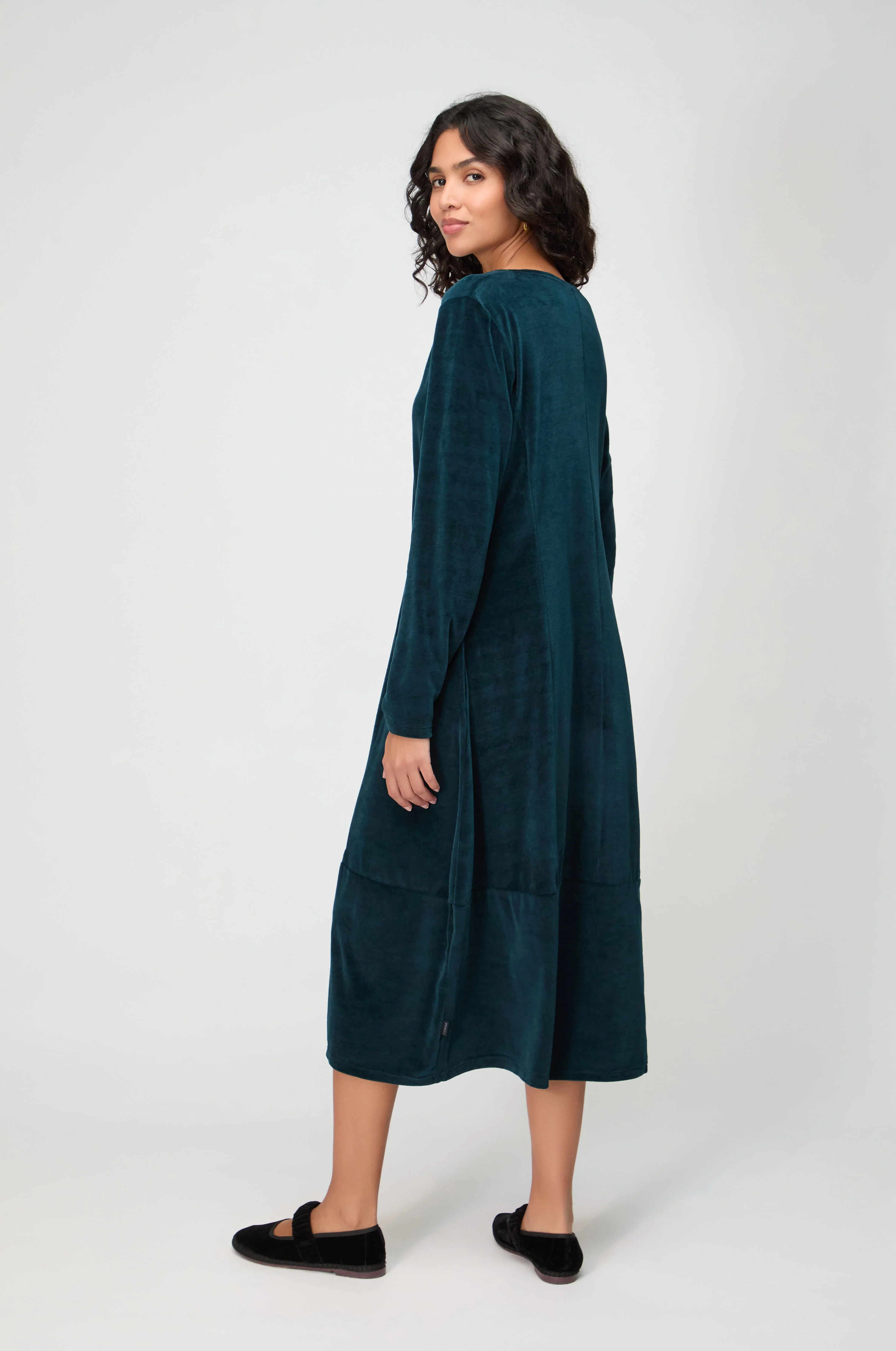 V Neck Velvet Jersey Bubble Dress - Image 8