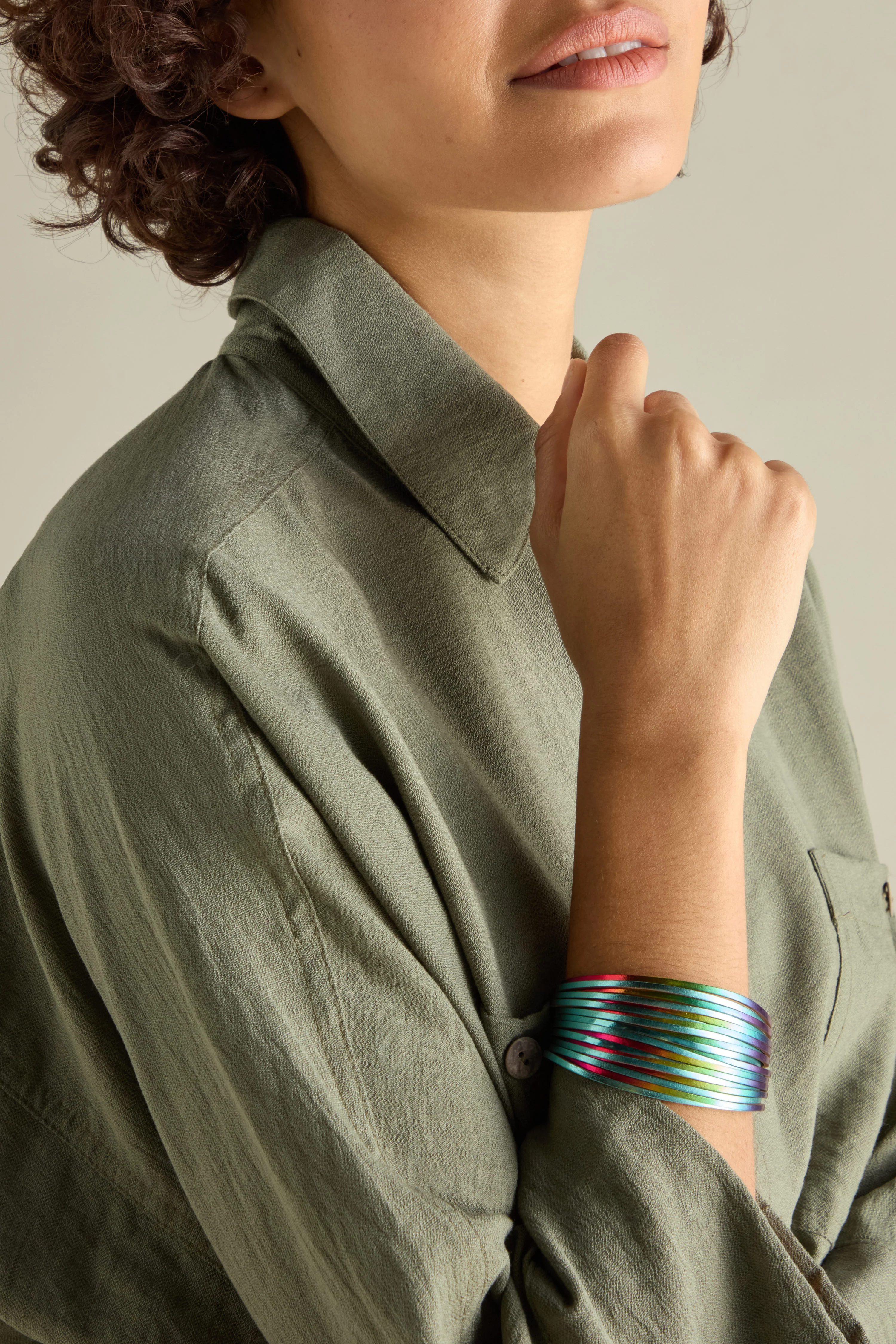 Rainbow Gold Vegan Leather Metallic Bracelet - Image 10