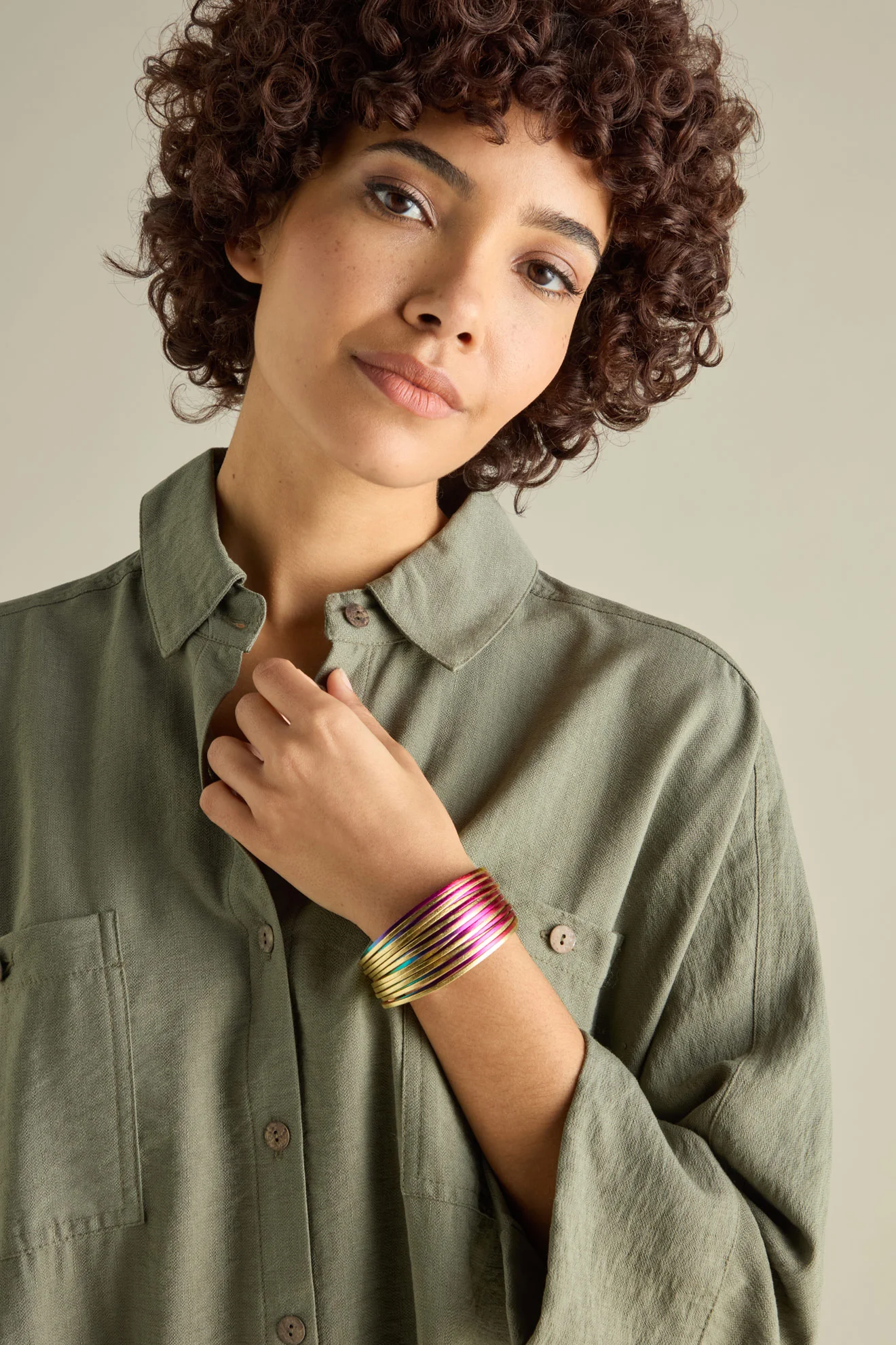Rainbow Gold Vegan Leather Metallic Bracelet - Image 4