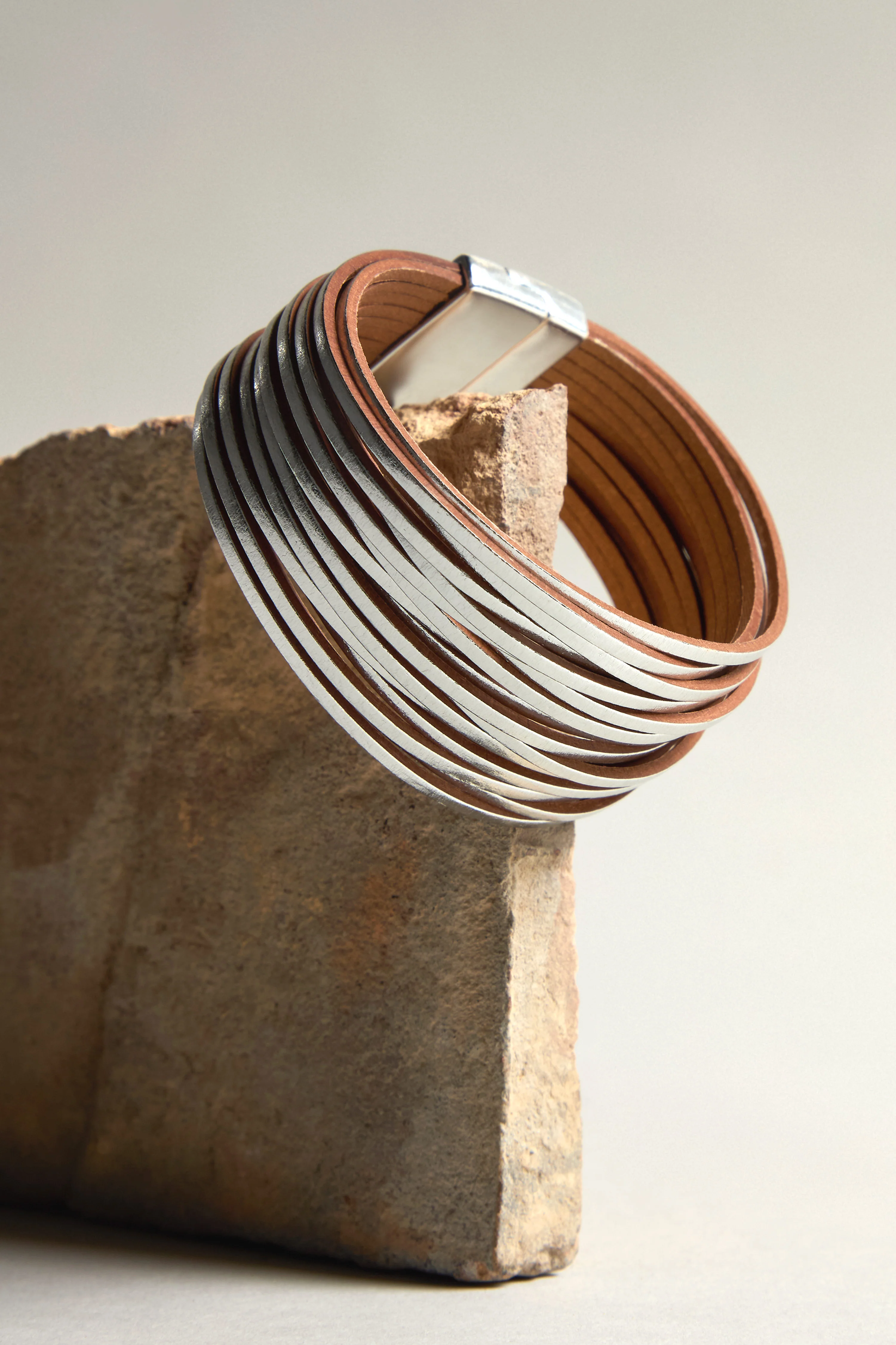 Rainbow Gold Vegan Leather Metallic Bracelet - Image 7