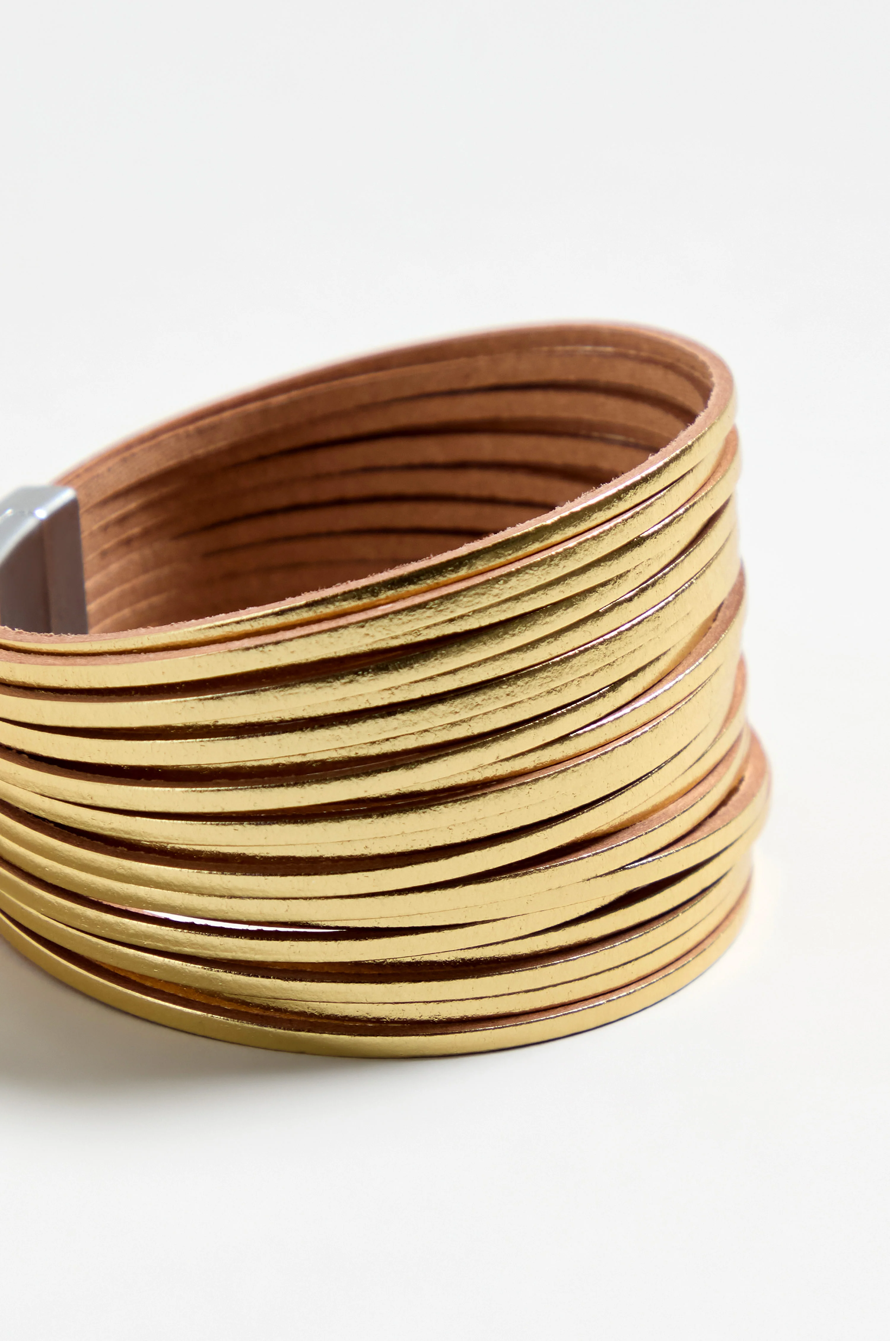 Vegan Leather Metallic Bracelet