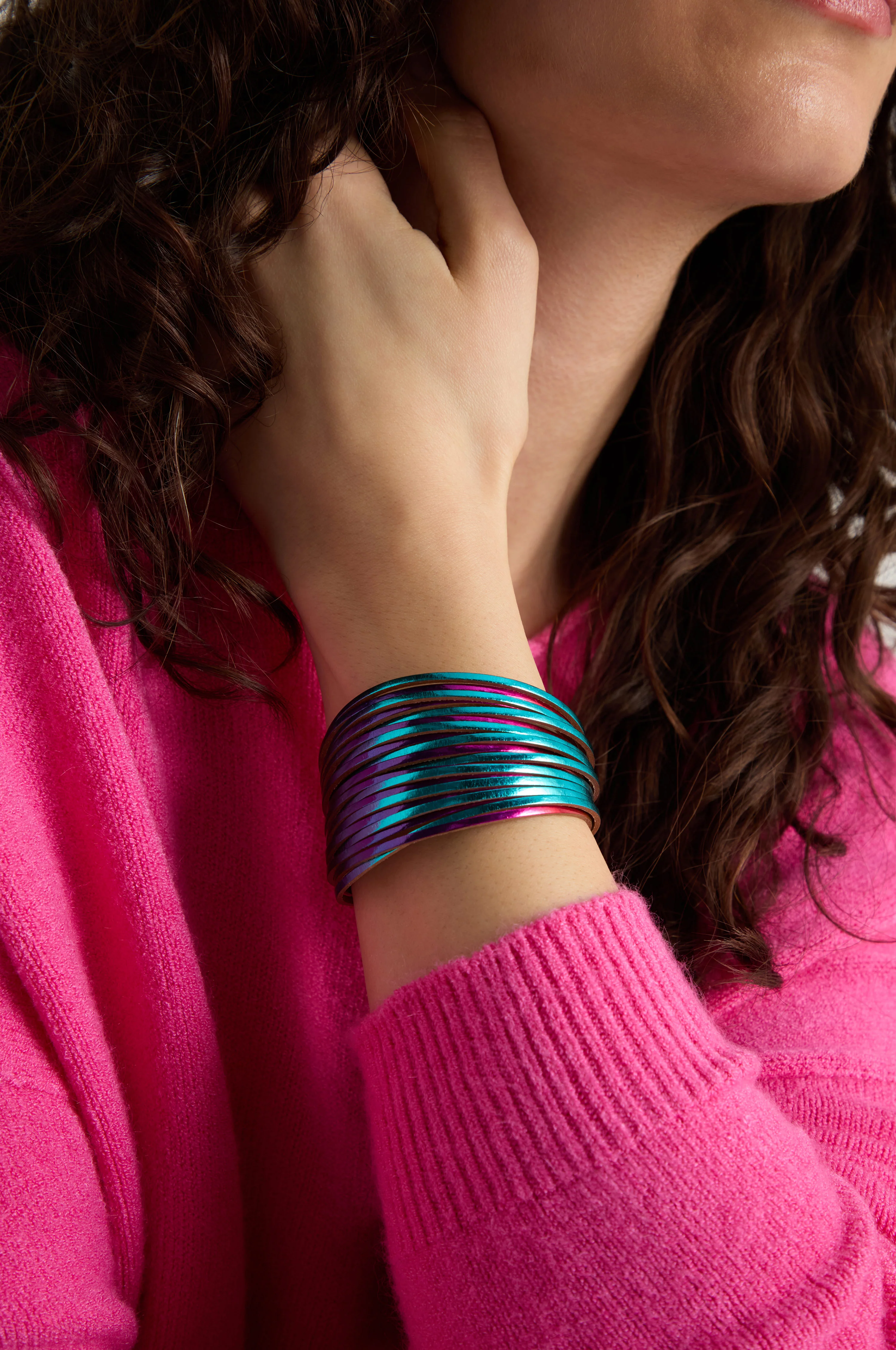Vegan Leather Metallic Bracelet - Image 12